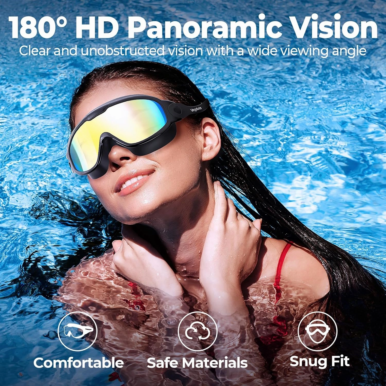 Adult Swim Goggles 2 Pack, Anti-Fog 180?? Wide View UV Protection Pool Swimming Goggles for Adult Youth Men Women