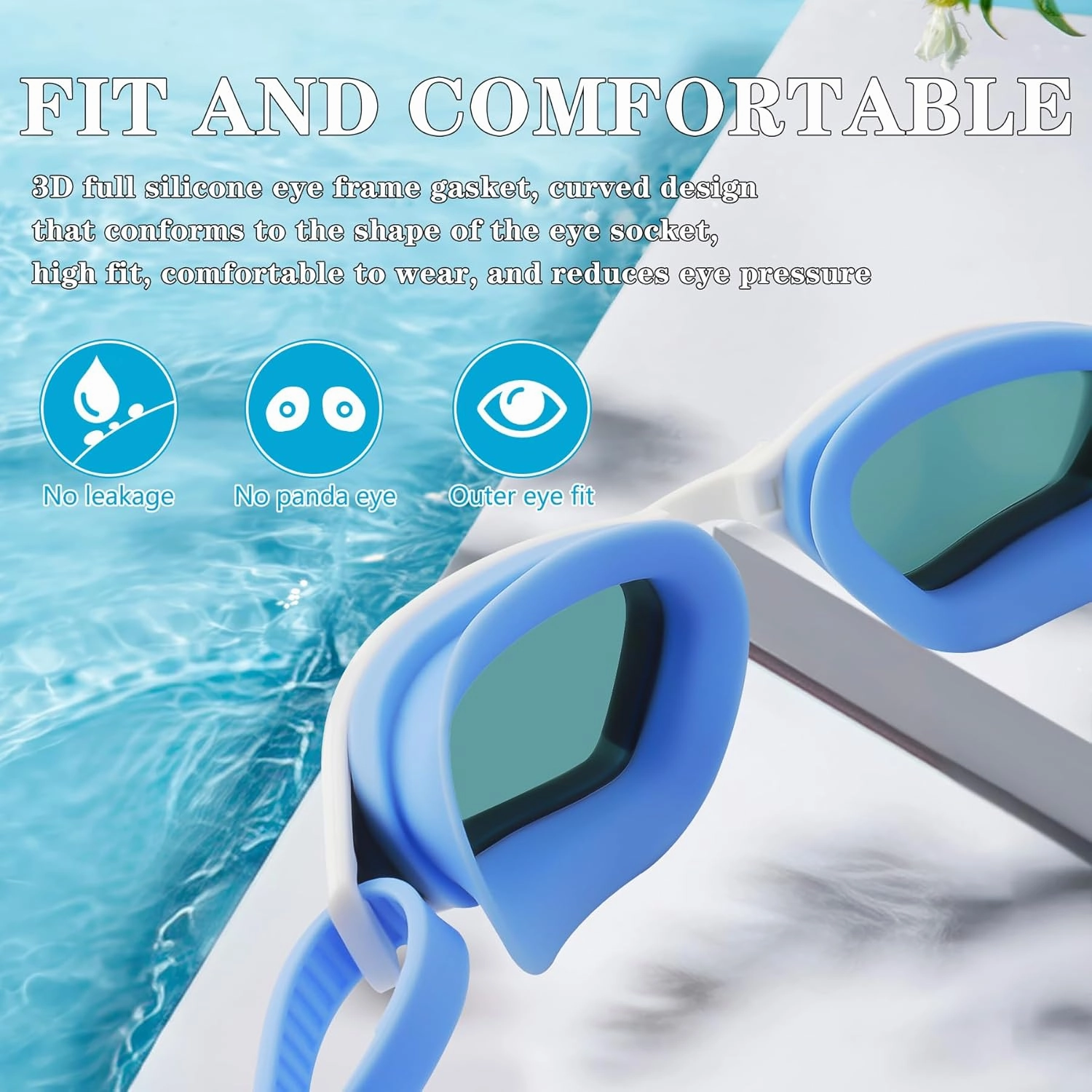 Adult Swim Goggles No Leakage Anti Fog Anti UV Swimming Goggles for Men Women Clear Vision