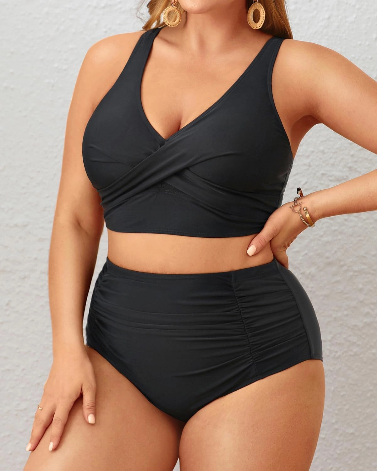 Aqua Eve Women Plus Size Two Piece Swimsuit High Waisted Bikini Set Tummy Control Bathing Suit