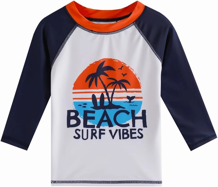 Baby Boys Swimsuit, 3-Piece Toddlers Swimsuit Trunk Long Sleeve Rashguard Swimwear and Sun Hat Set