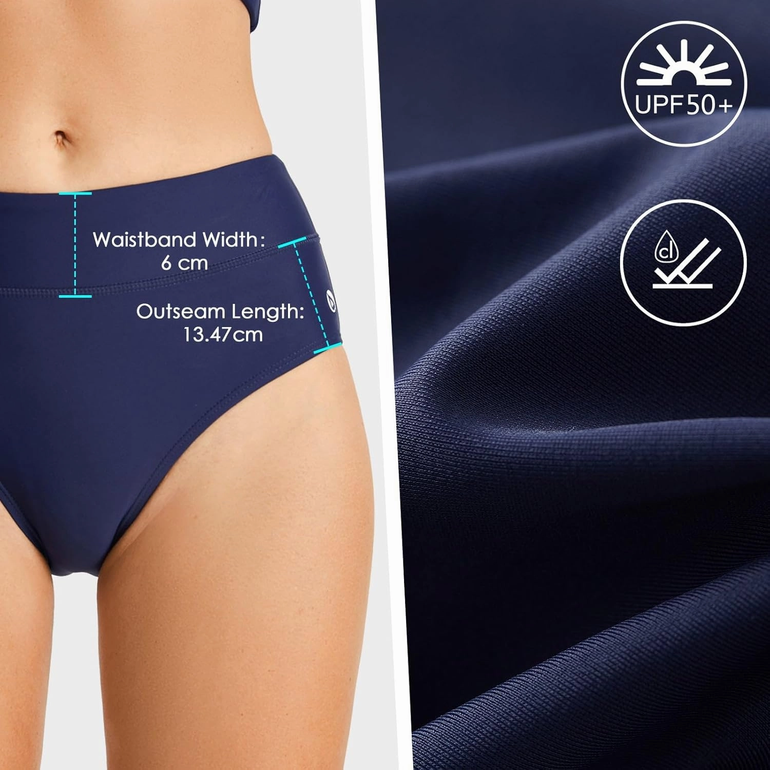 baleaf Women's Modest Bikini Bottom High Waisted Swim Bottoms Full Coverage Bathing Suit Bottom