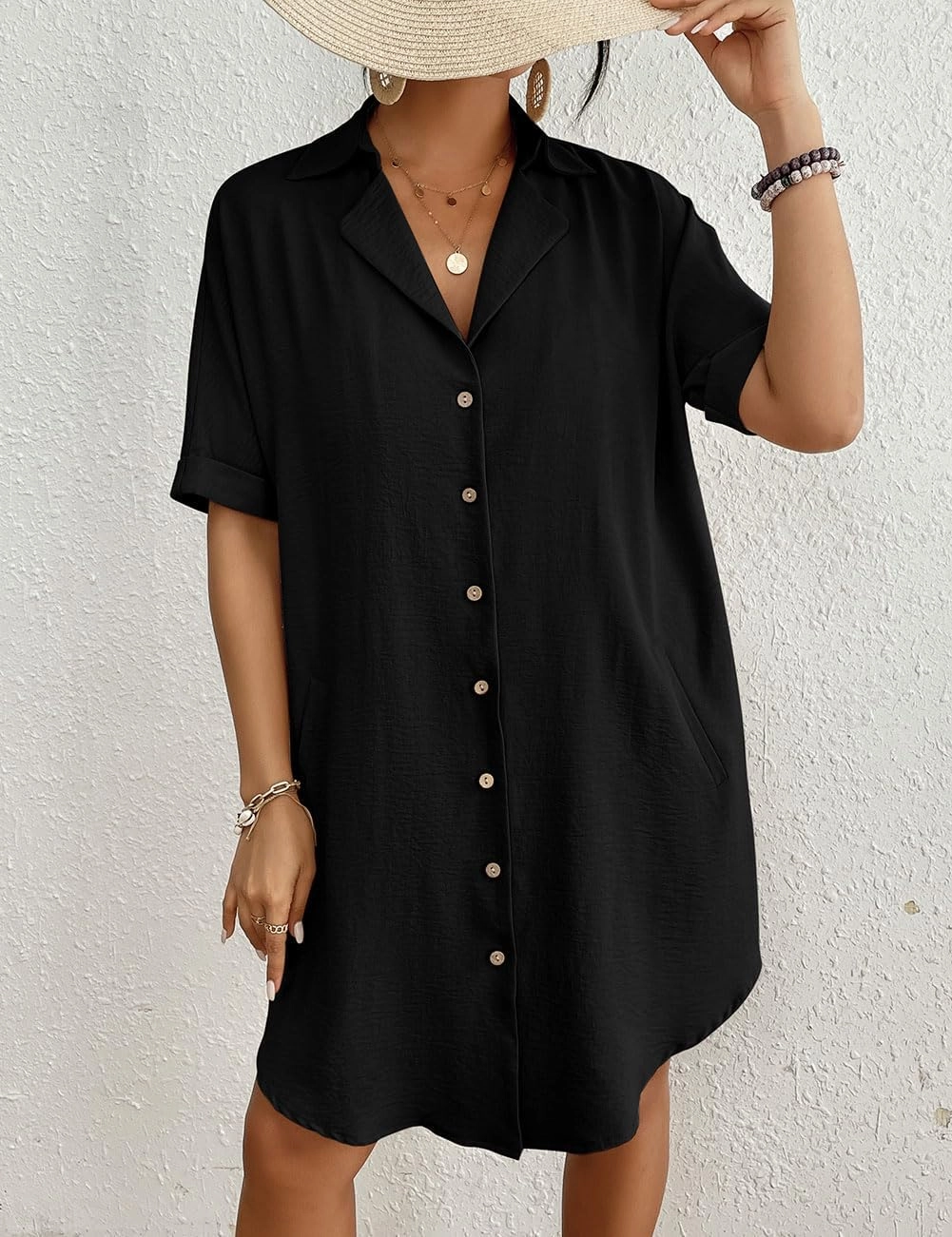 Bsubseach Womens Bathing Suit Cover Ups Bikini Swimsuit Coverup for Women 2024 Button Down Beach Dress Shirt