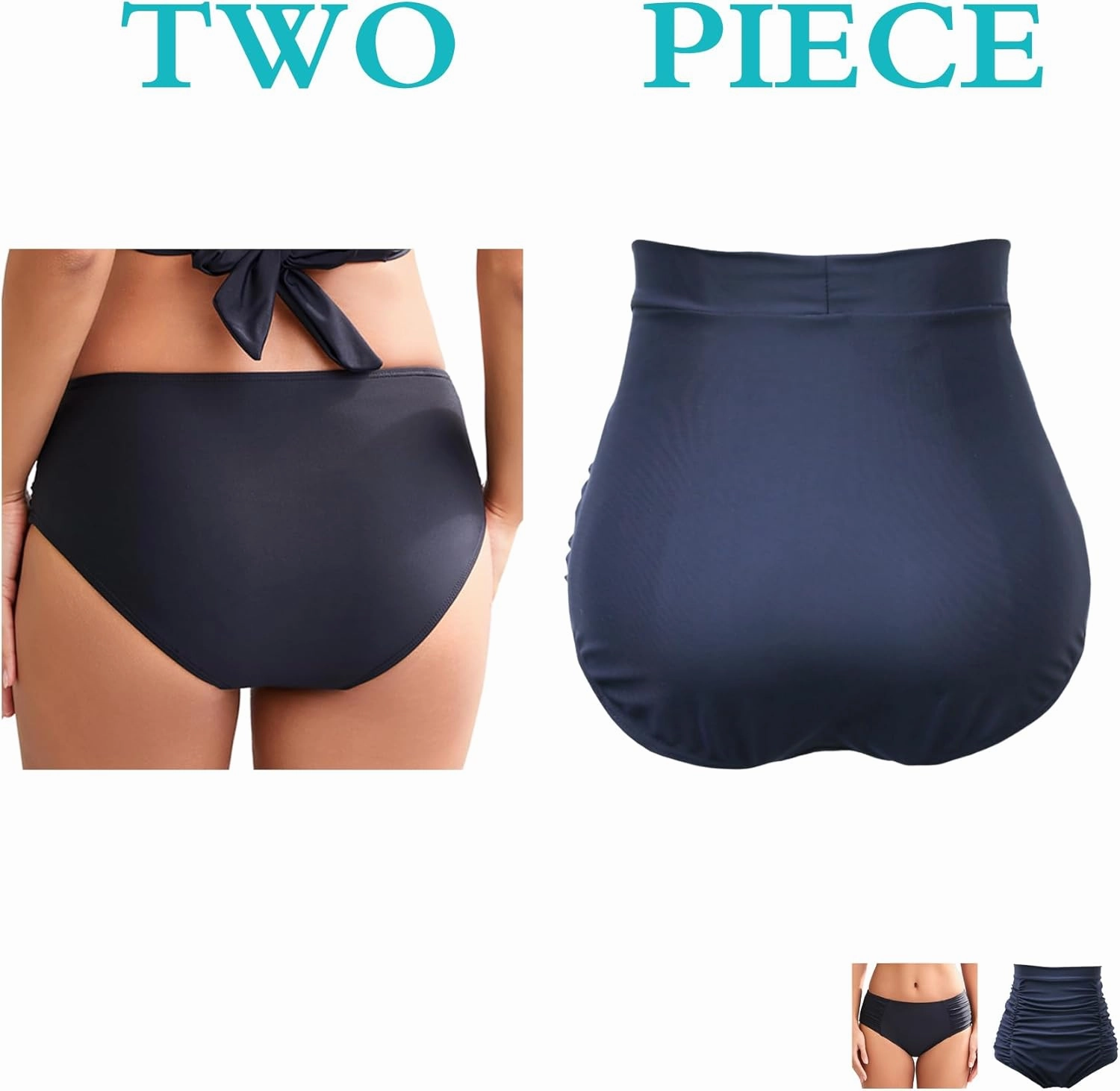 COCOPEAR Full Coverage Bikini Bottoms for Women Mid Rise Bathing Suit Bottoms for Women Ruched Tummy Control Swim Bottoms