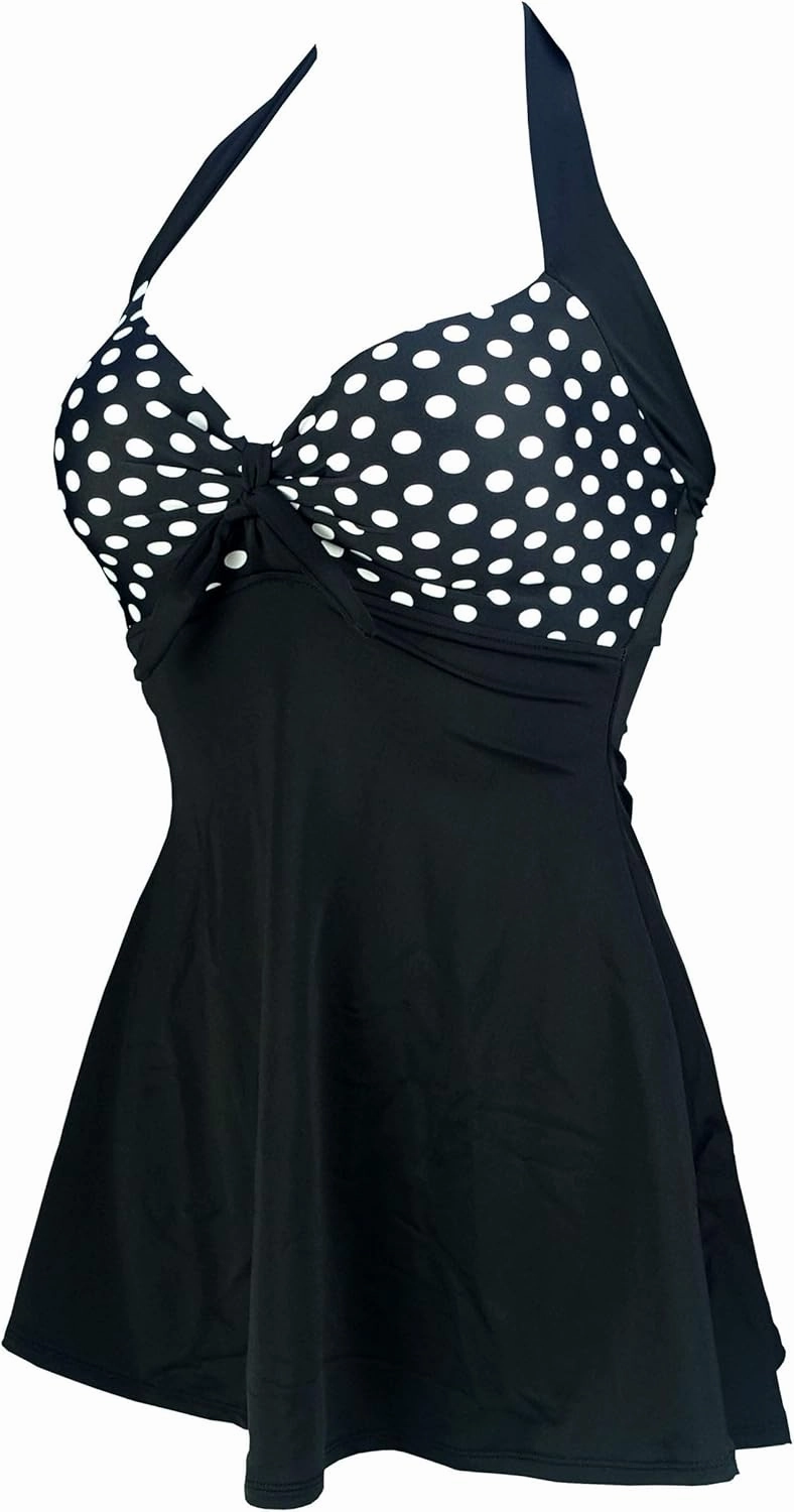 COCOSHIP Vintage Sailor Pin Up Swimsuit Retro One Piece Skirtini Cover Up Swimdress(FBA)