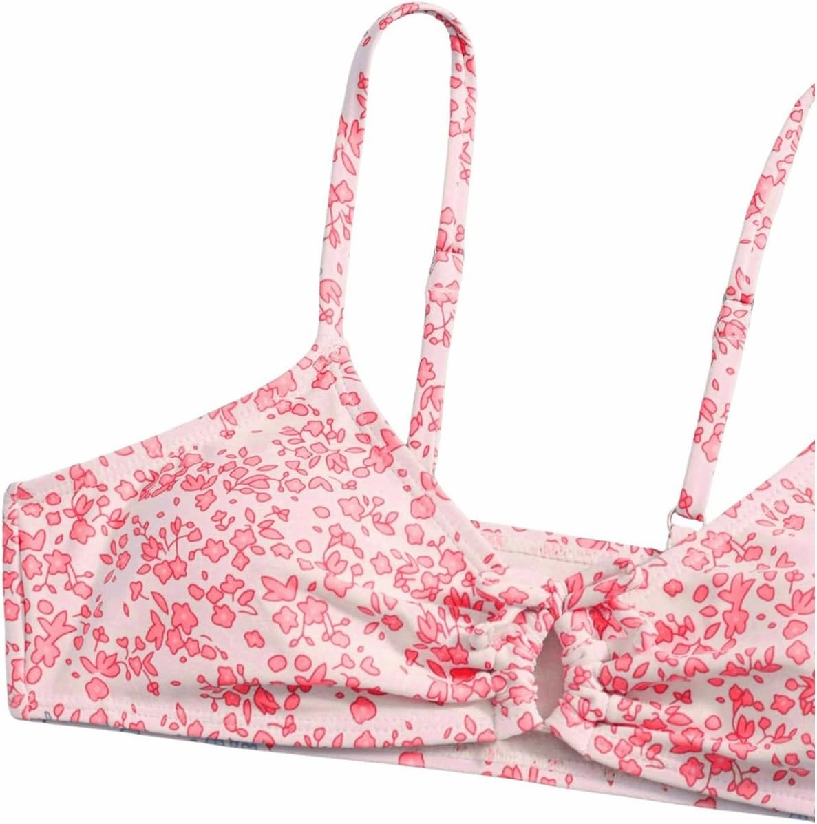 COZYEASE Girls' 2 Piece Ditsy Floral Print Knot Front Ruched Triangle Bikini Swimsuit