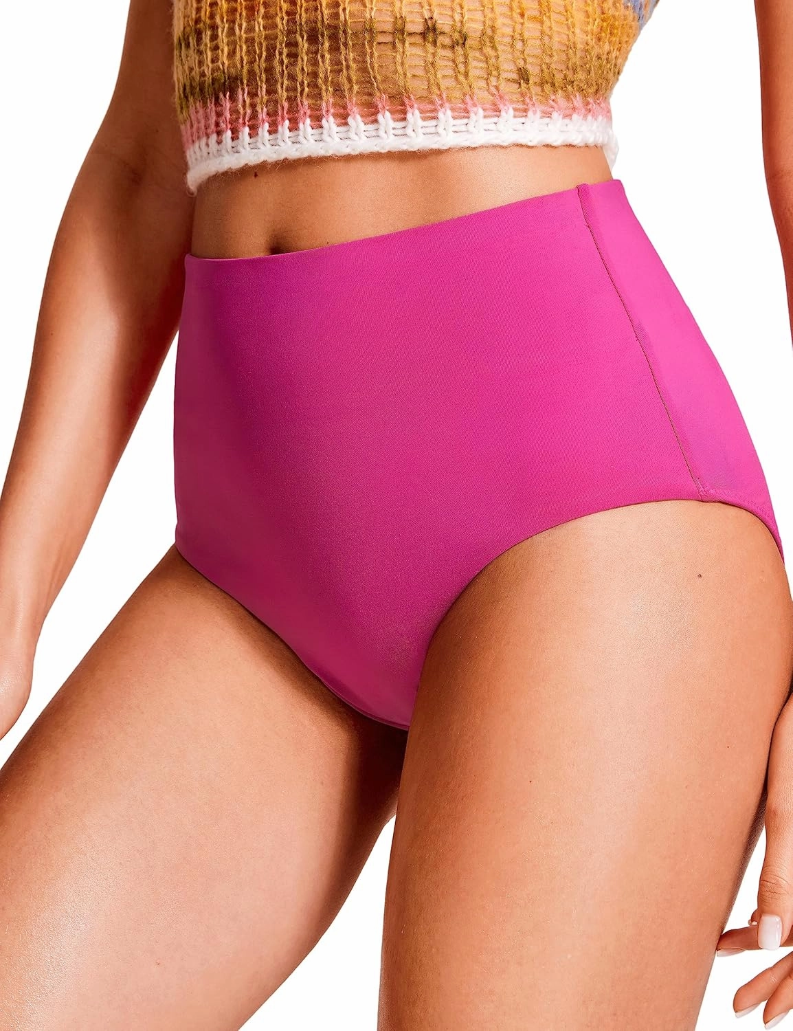 CRZ YOGA Womens High Waisted Bikini Bottom Tummy Control Bathing Suit Swimsuit Full Coverage Swim Briefs