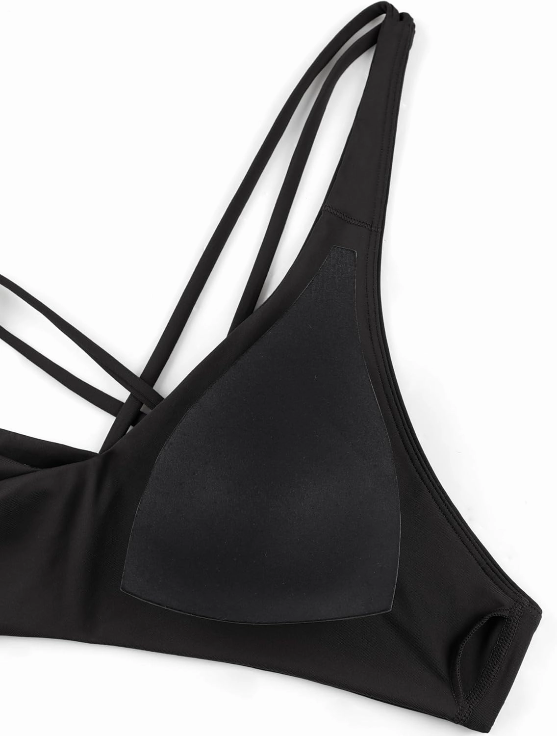 CRZ YOGA Womens V Neck Bikini Tops Twist Front Triangle Sexy Bathing Suit Criss Cross Back Swimsuit Padded