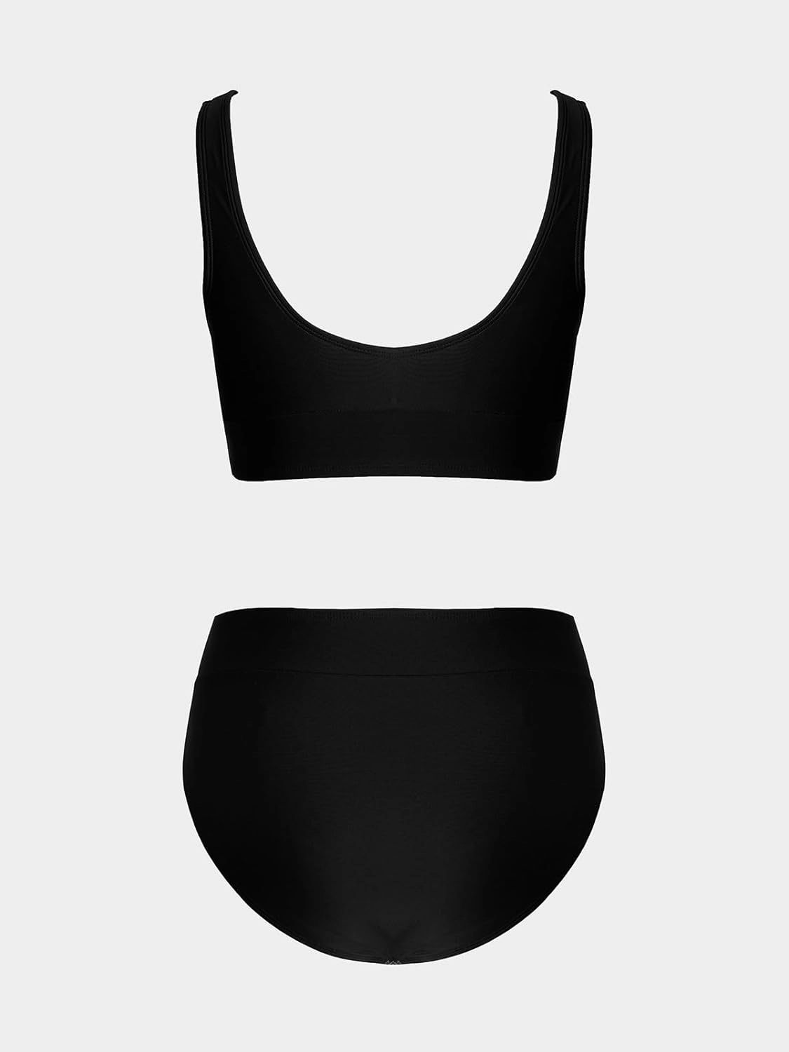 CUPSHE Women's Bikini Sets Two Piece Swimsuit Scoop Neck Tank Wide Straps Midkini Stitching