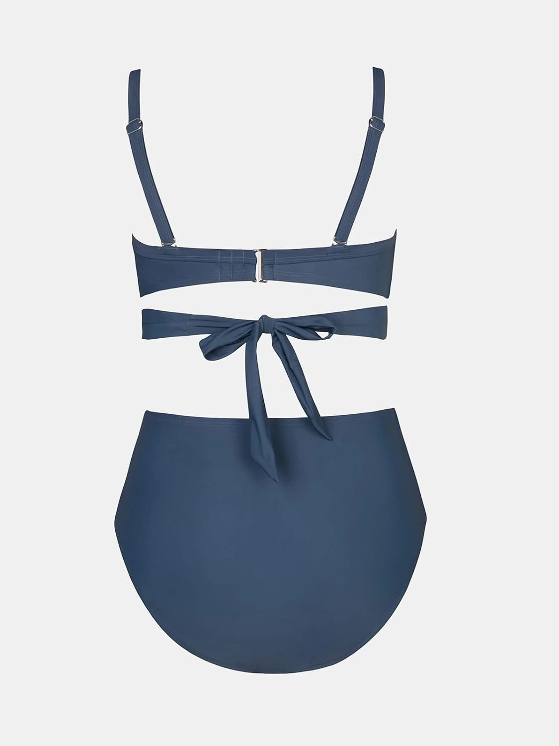 CUPSHE Women Swimsuit Plus Size Bikini Set High Waisted Wrapped Front Self Tie Back Knotted Bottom
