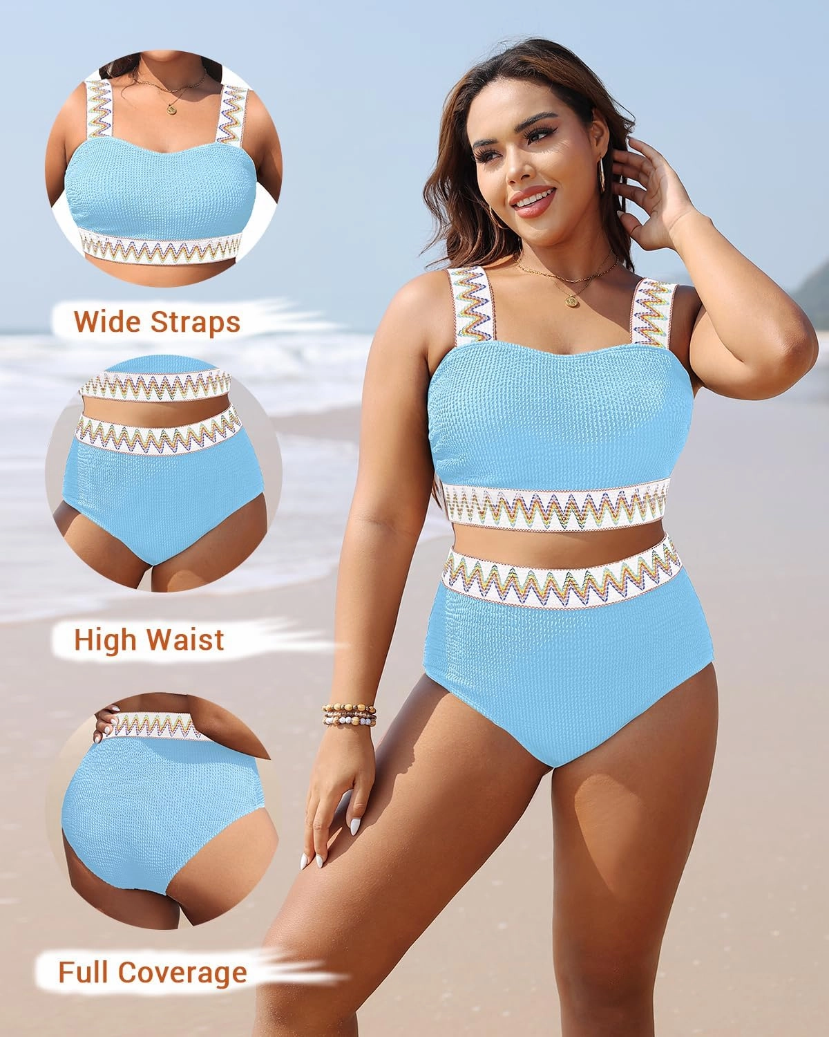 Daci Women Plus Size 2 Piece Swimsuits - High Waisted Bikini Sets Tummy Control Bathing Suit 2025 Swimwear