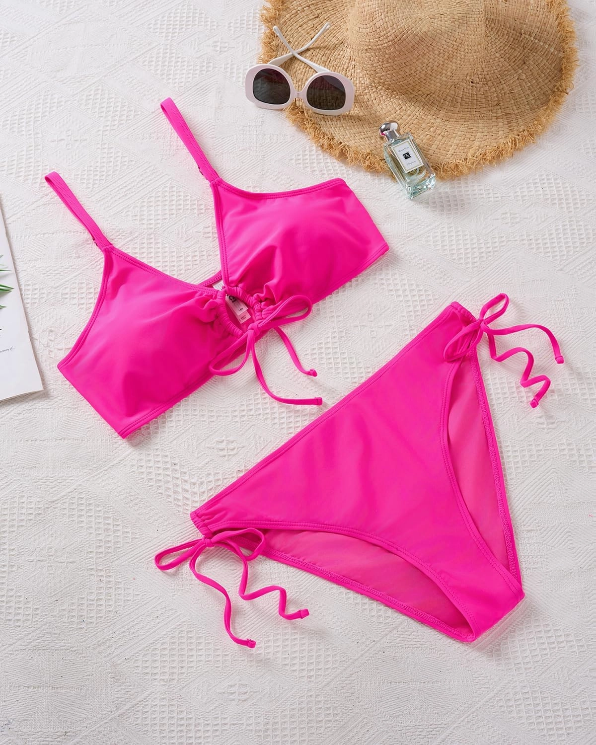 Daci Women's Plus Size Triangle Bikini Set, Sexy Tie Front Two-Piece Swimsuit