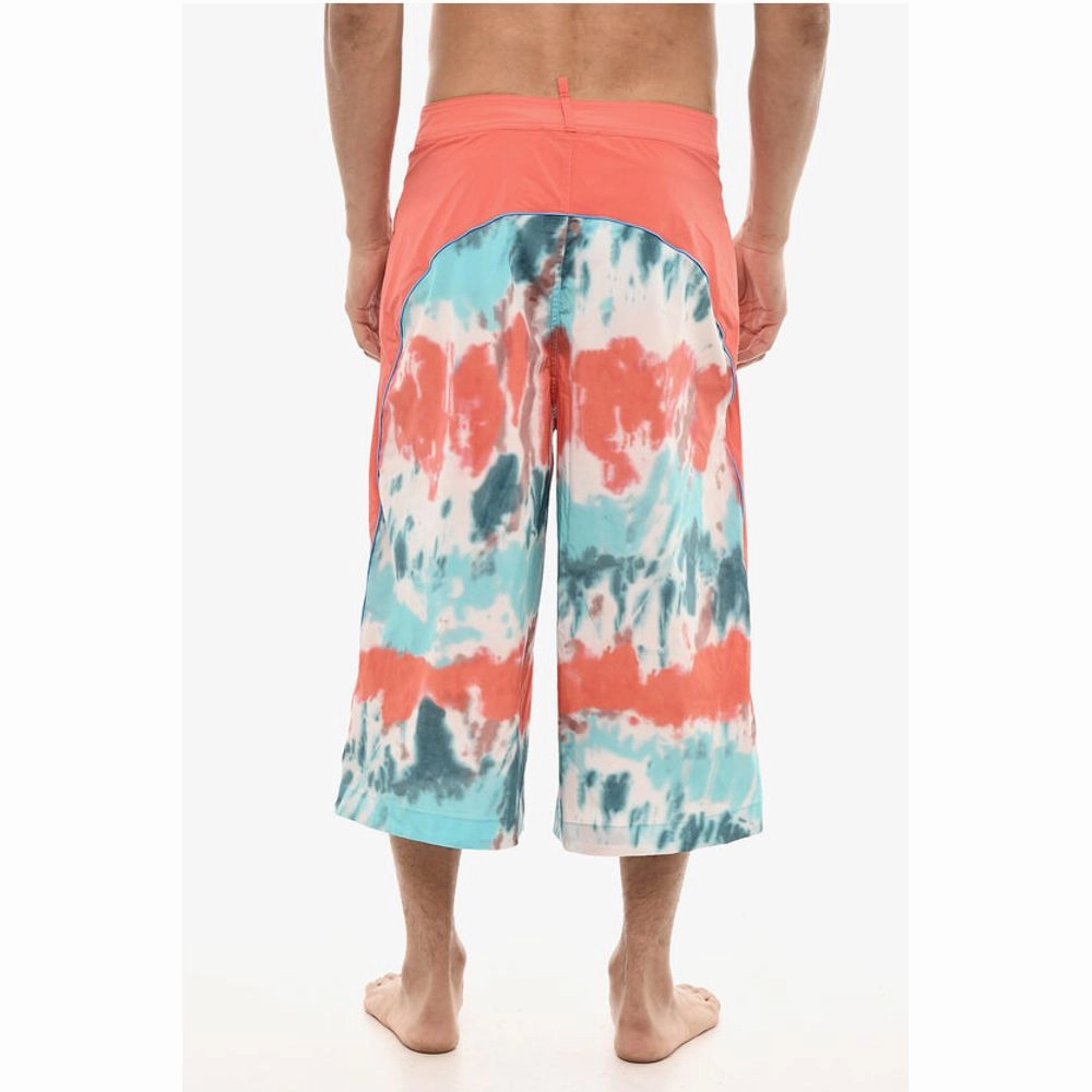 Dsquared Maxi Swim Shorts With Tie Dye Men's Print
