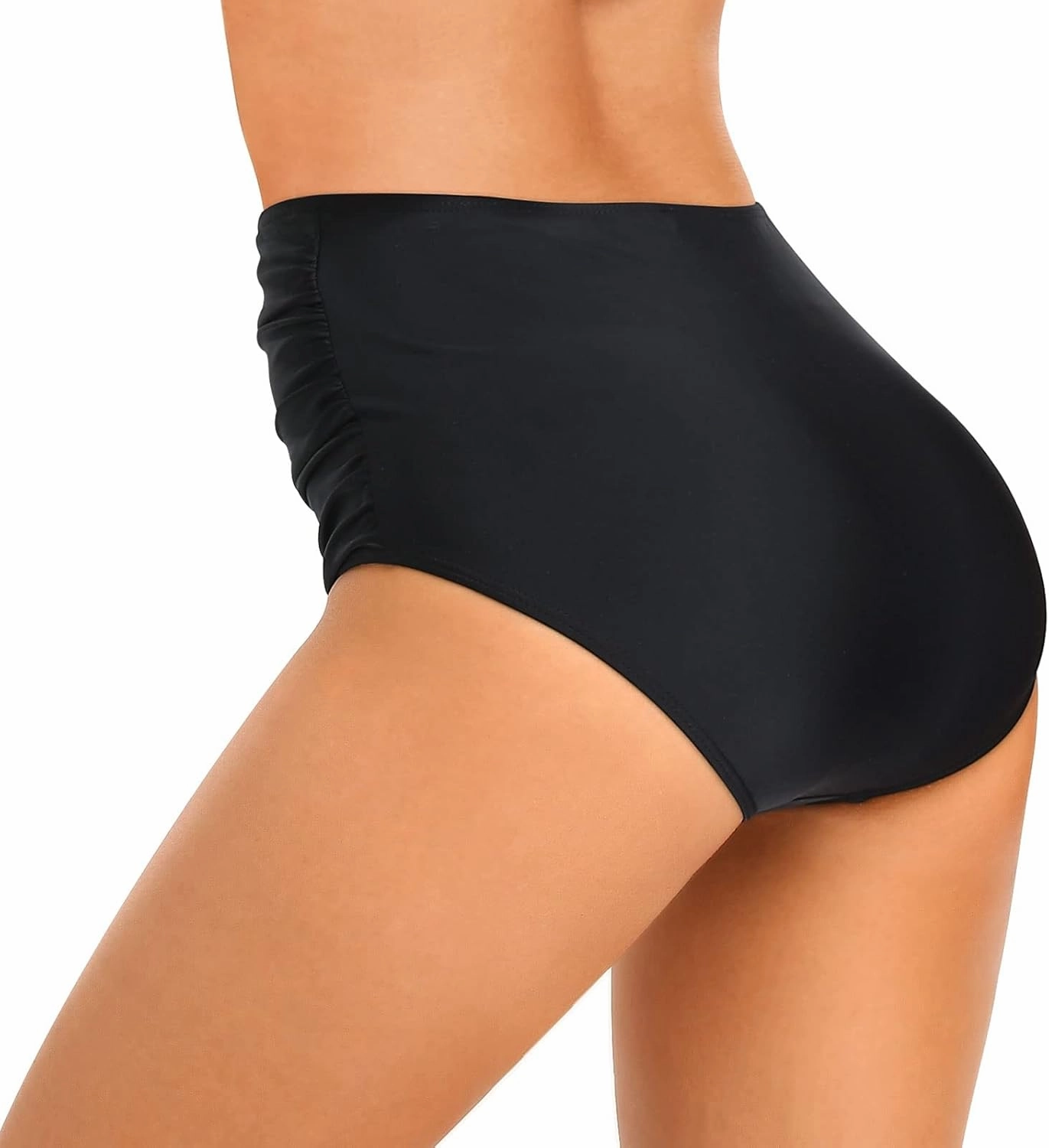 Edelqual Women's High Waisted Bikini Bottom Tummy Control Full Coverage Ruched Bathing Suit Swimsuit Tankini Swim Shorts