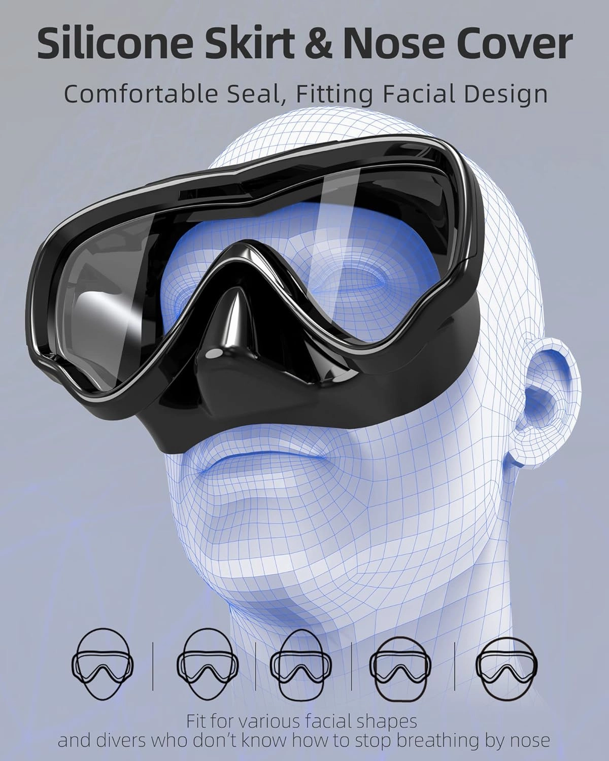 EverSport Swim Goggles Adult with Nose Cover, Anti-fog Clear Diving Mask Wide View No Blurring for Men Women Youth