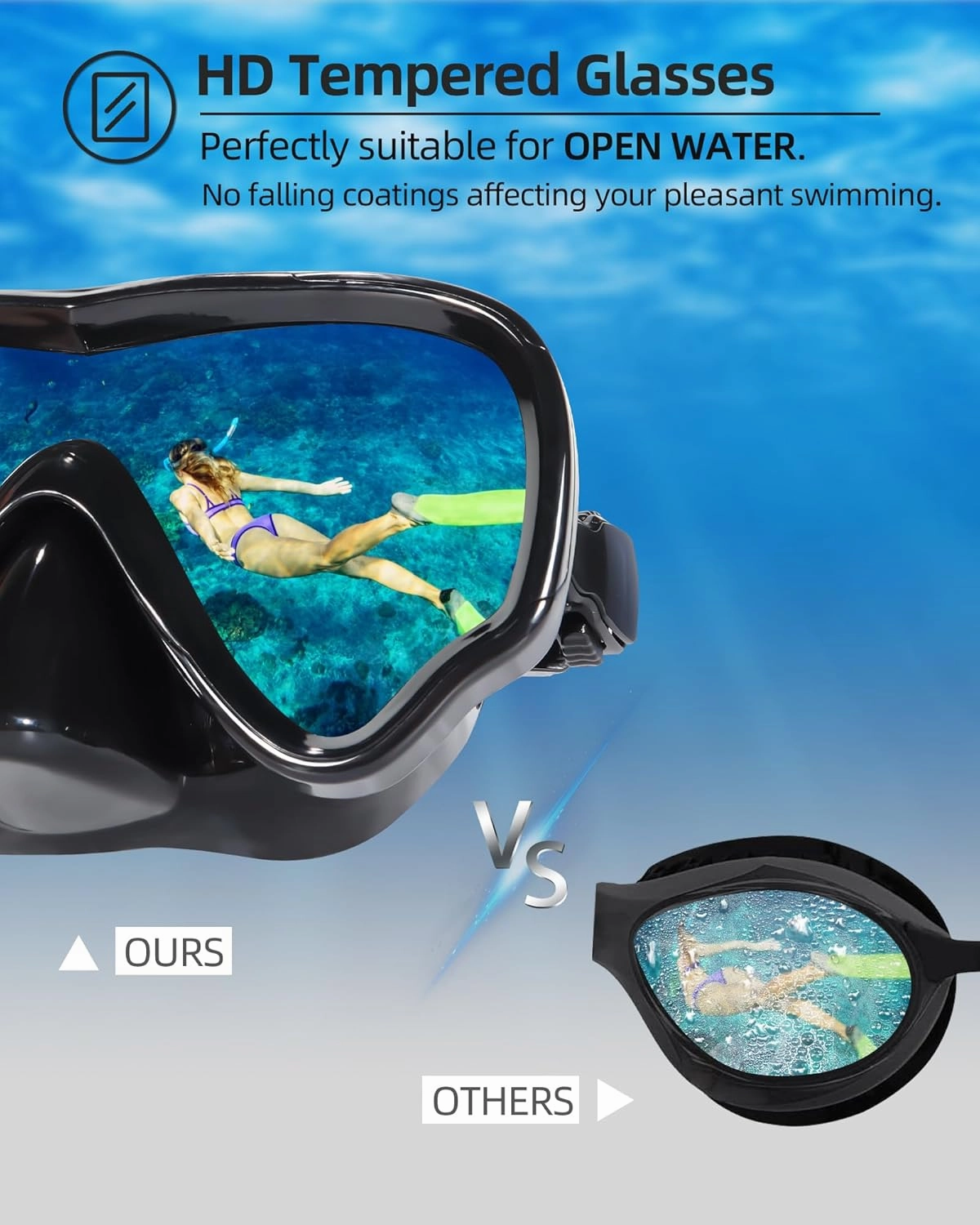 EverSport Swim Goggles Adult with Nose Cover, Anti-fog Clear Diving Mask Wide View No Blurring for Men Women Youth