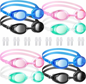 Frienda 8 Pcs Swim Goggles, Adjustable Silicone Swimming Goggles Crystal Clear Swim Glasses for Children and Teens