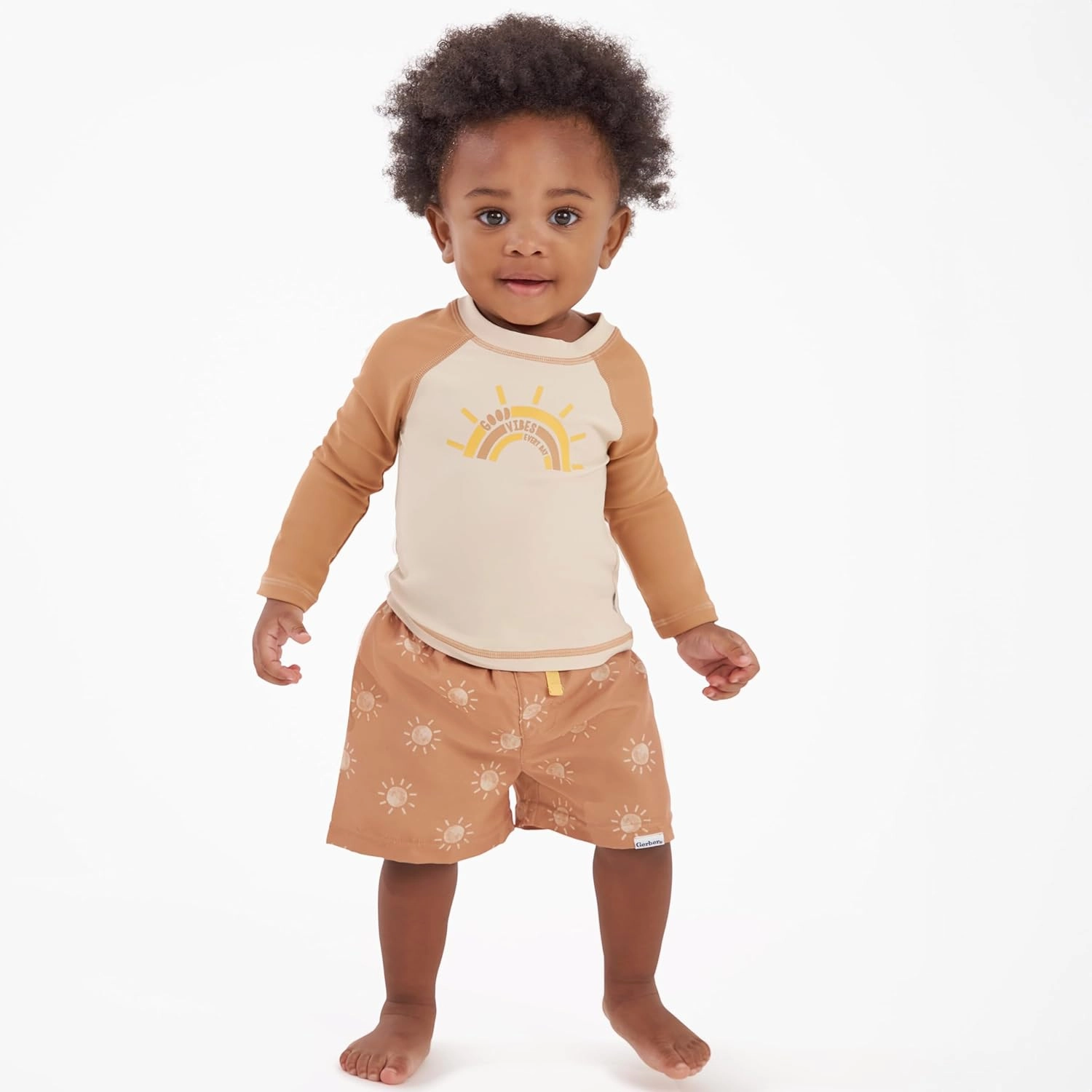Gerber Baby Boys' Toddler Long Sleeved Rashguard Swim Bathing Suit Set