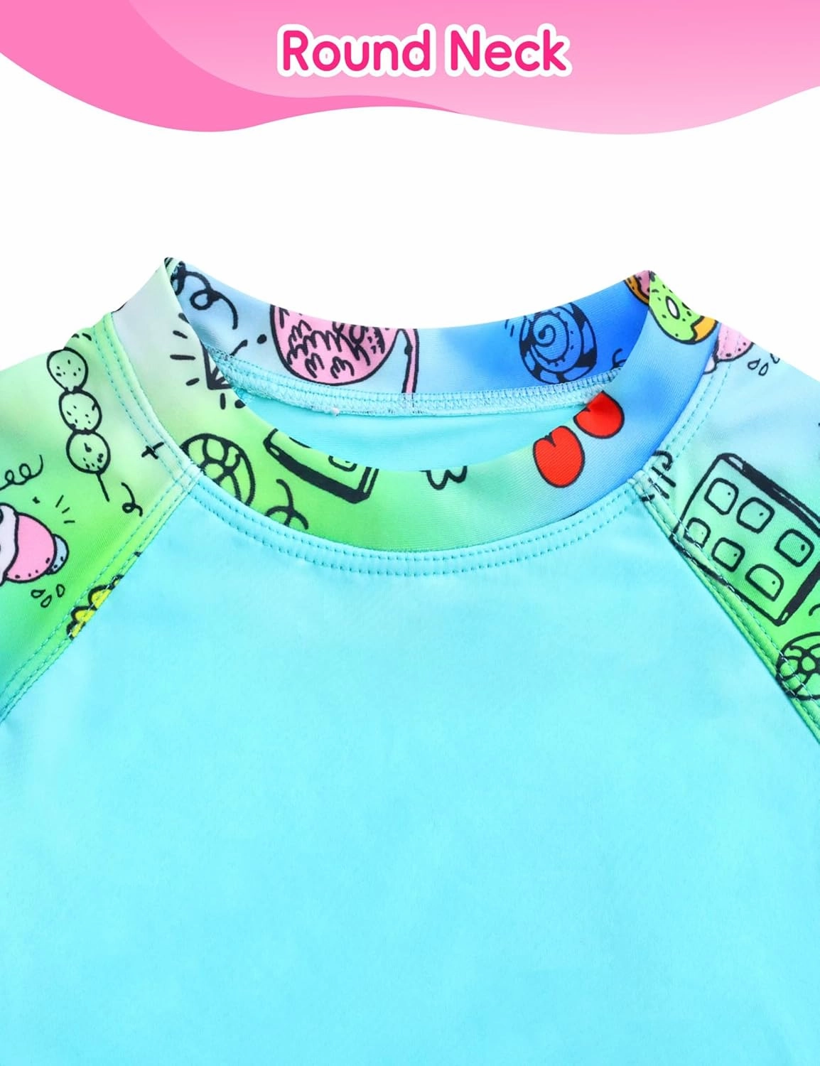 Girl Swimsuits 2 Pieces Multicolor Short Sleeve Quick Dry Durable Rash Guard Set with Shorts