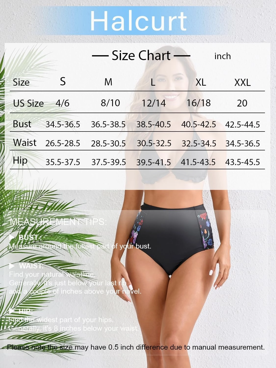 Halcurt Women's Cross High Waisted Bikini Bottoms Full Coverage Swimsuit Bottoms