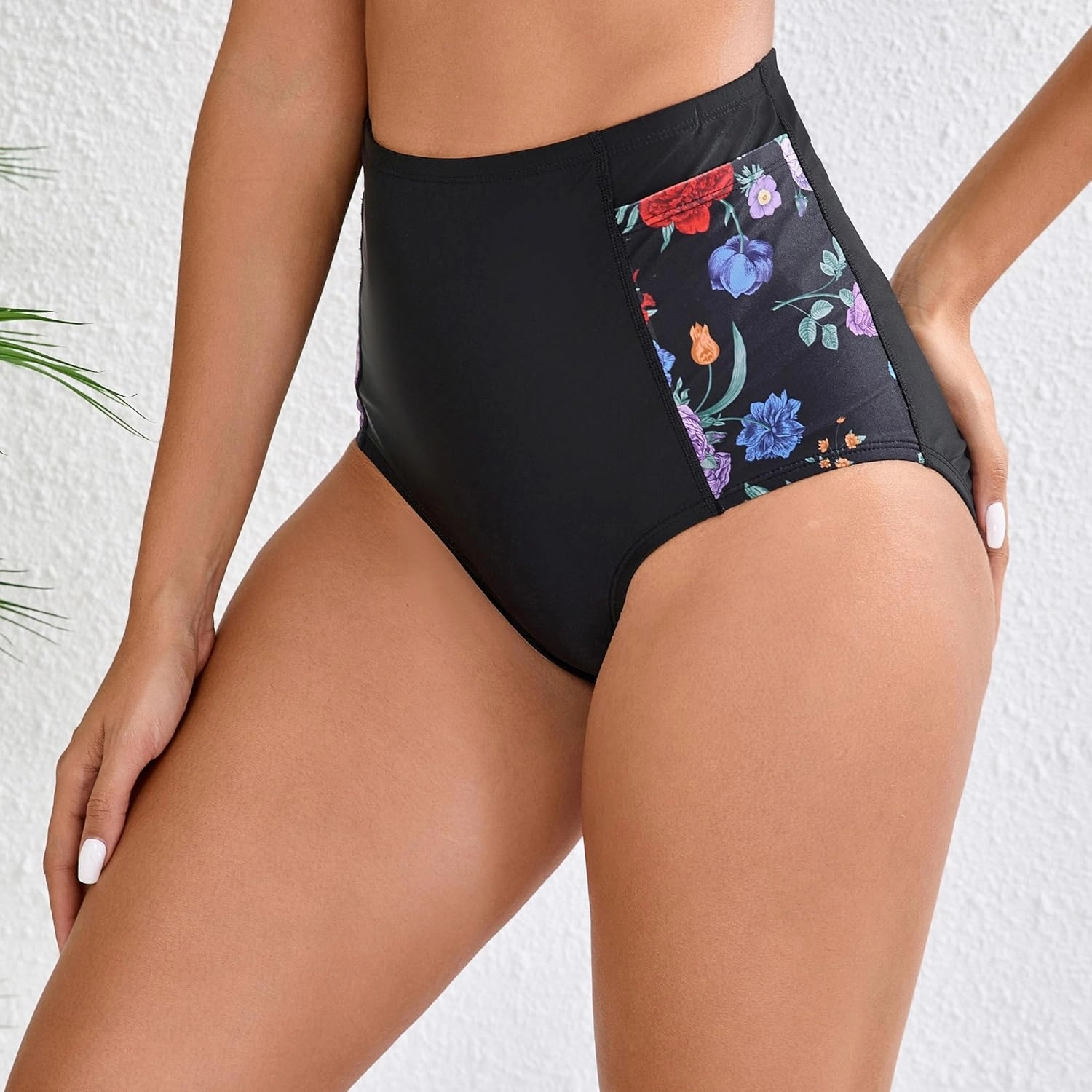 Halcurt Women's Cross High Waisted Bikini Bottoms Full Coverage Swimsuit Bottoms