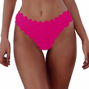 HYTENSUN Women's Bikini Bottoms Sexy Scallop Cheeky Solid Swimsuit Bottom