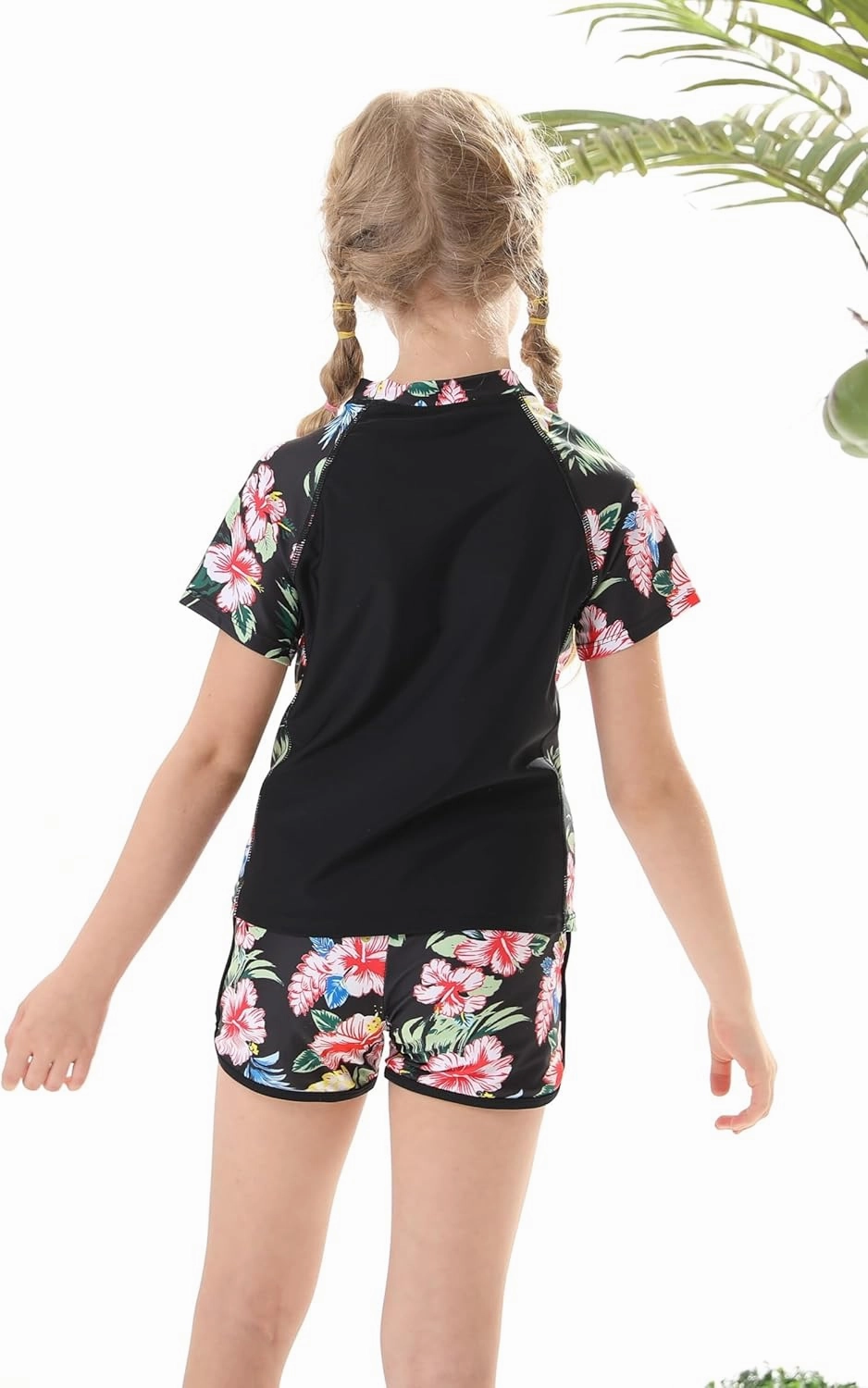 Idgreatim Girls Rashguard Swimsuit 2 Piece Short Sleeve Bathing Suit UPF 50  Sun Proction Swimwear Size 8-14T