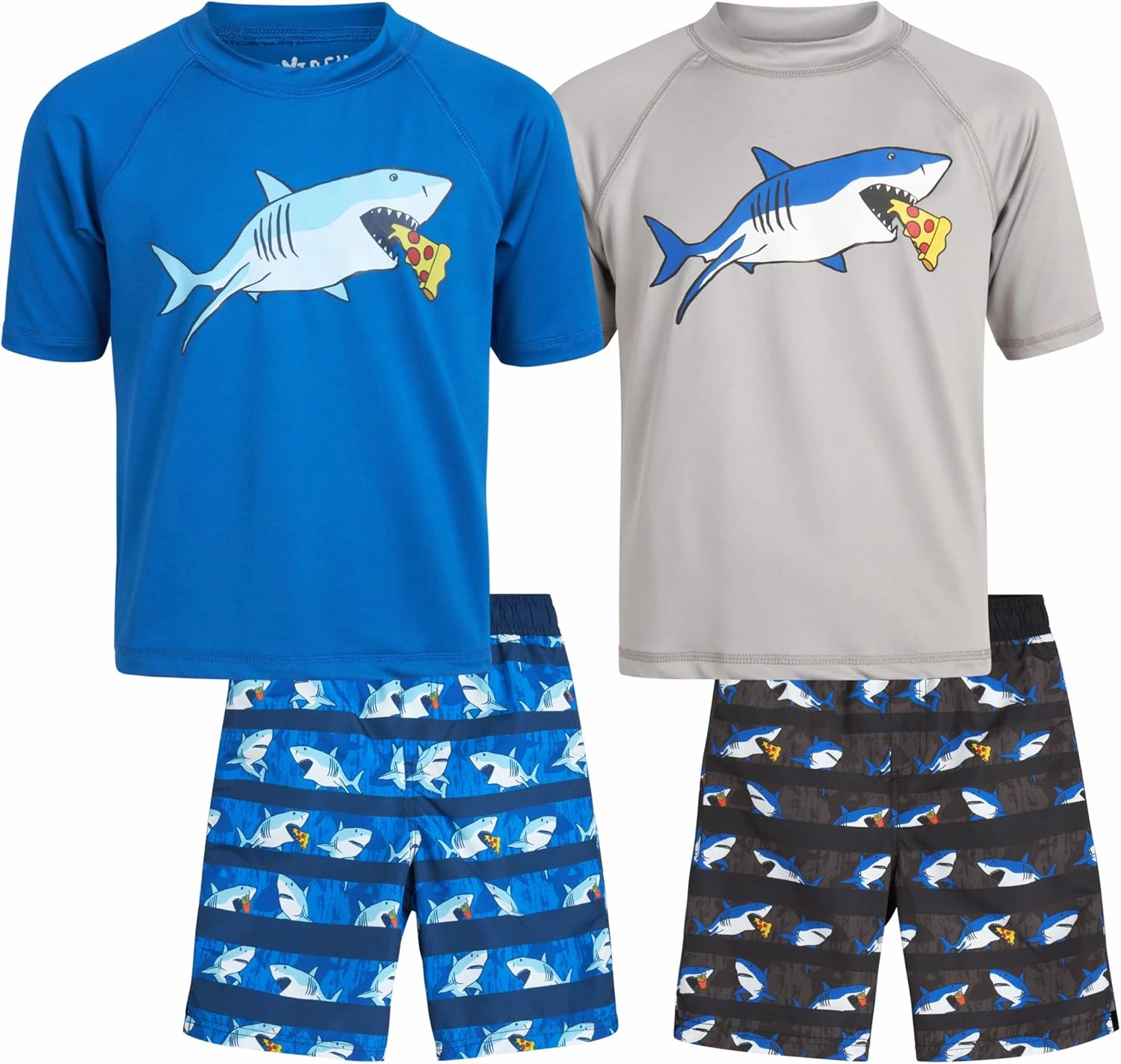 iXtreme Boys Rash Guard Set - 4 Piece UPF 50  Swim Shirt and Bathing Suit Trunks Rash Guard for Boys (Sizes: 12M-18)