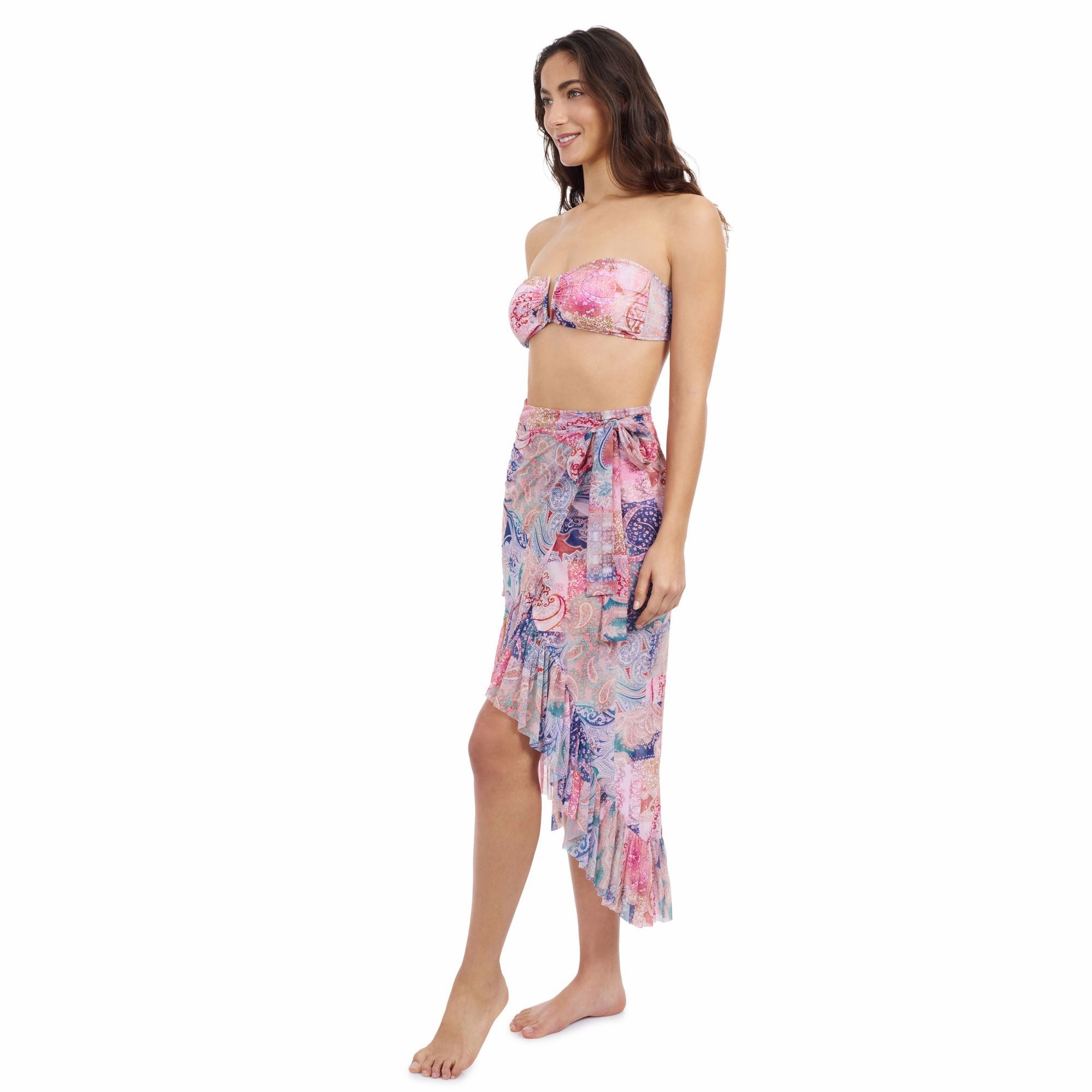 Karma High Low Wrap Skirt With Ruffle Details