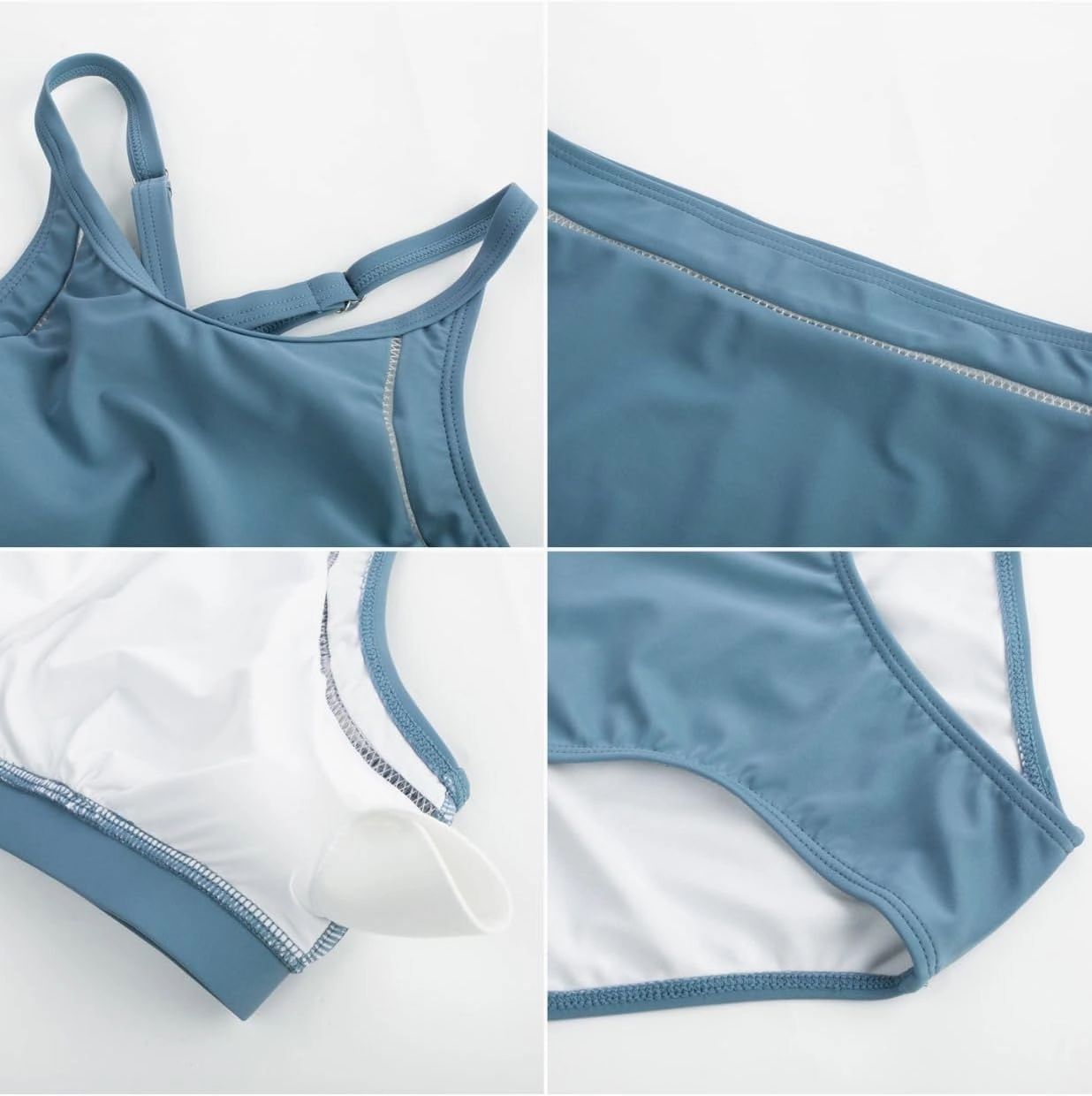 Kate Kasin Women's High Waisted Bikini Sets Sporty Two Piece High Neck Swimsuits Bathing Suit 2024