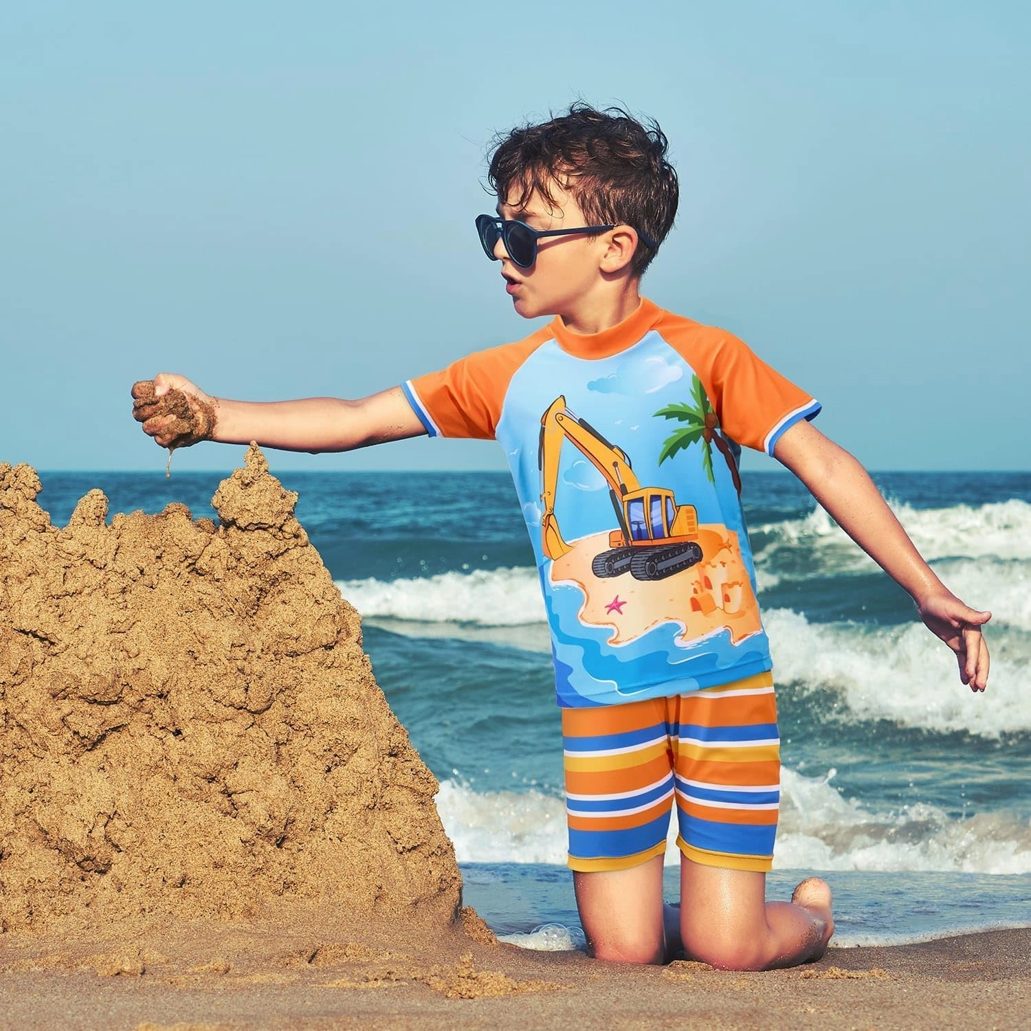Kids Swimsuit Boys Two Pieces Shark Swimsuit Toddler Rash Guard and Trunk
