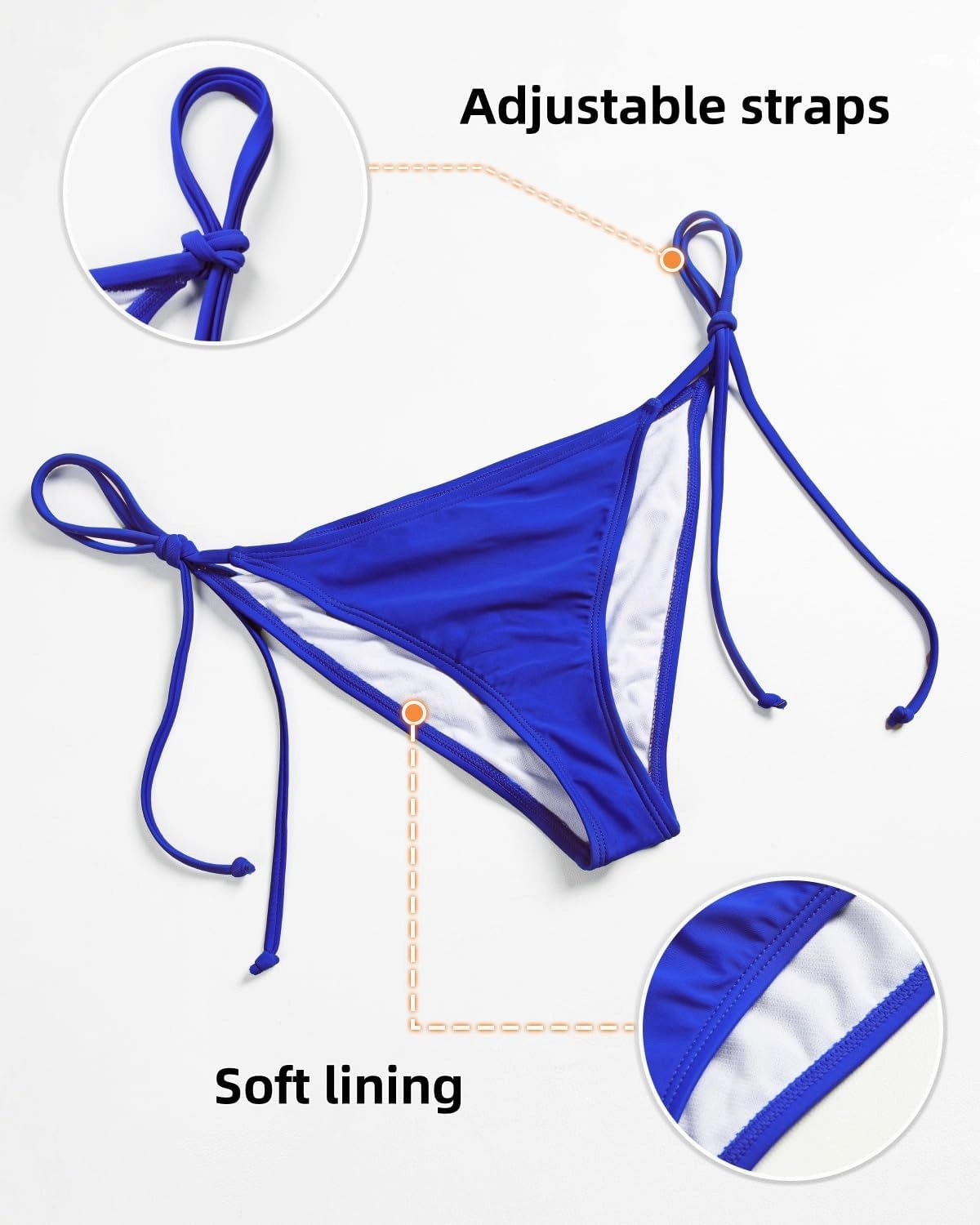 KIWI RATA Womens Swimwear Sexy Tie Side Sweet Heart Brazilian Bikini Bottom Hipster Swimsuit Beachwear Swimwear