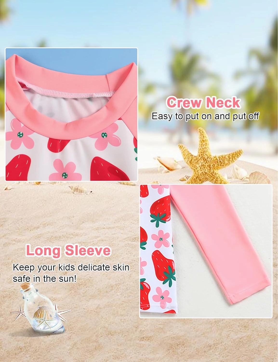 Little Girls Swimsuit Rash Guard Set Toddler Girl Long Sleeve Two Piece Bathing Suit with Ruffle Bikini Bottoms Swimwear