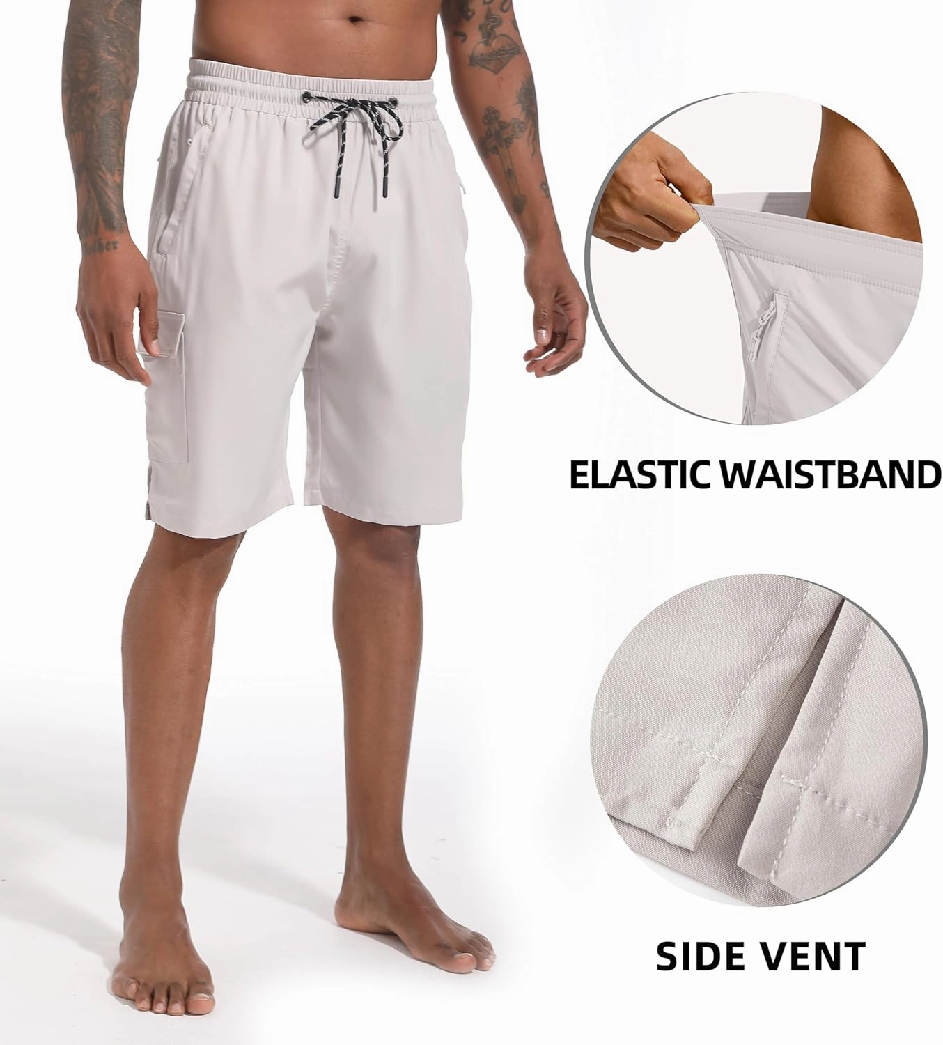 Men's Swim Trunks Quick Dry Board Shorts with Zipper Pockets Beach Shorts Bathing Suits for Men - No Mesh Liner
