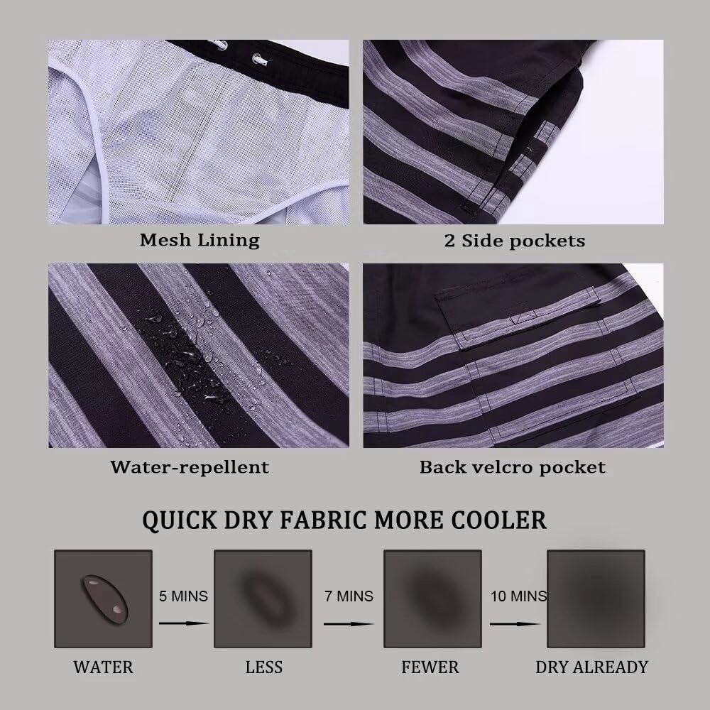 Men Swim Trunks Board Shorts with Mesh Lining Bathing Suits for Beach Swimwear Swimming