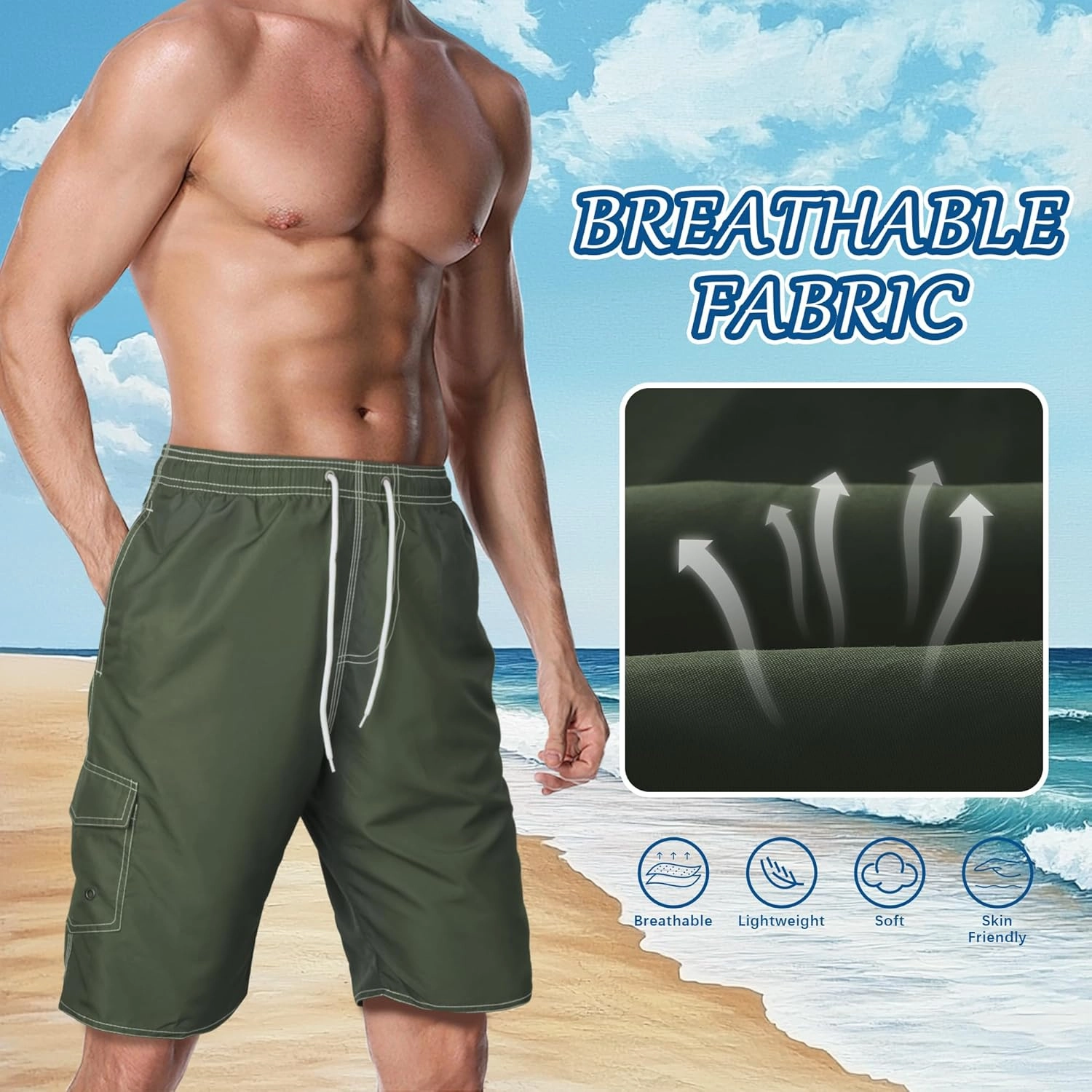Mens Swim Trunks Swim Shorts Swimming Trunks Swimsuit Quick Dry with Mesh Lining Swimwear
