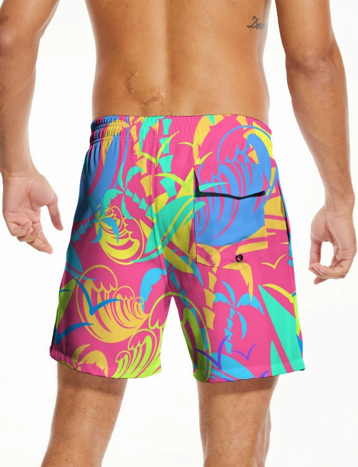Mens Swim Trunks with Compression Liner 5 Inseam Quick Dry Swimwear Bathing Suit Swimming Board Shorts with 4 Pocket