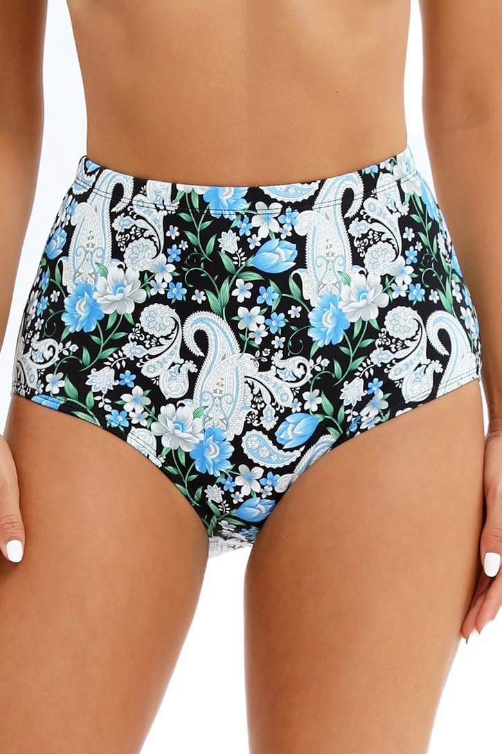 Micosuza Women's Swim Bottom High Waist Retro Basic Full Coverage Bikini Tankini Swimsuit Briefs