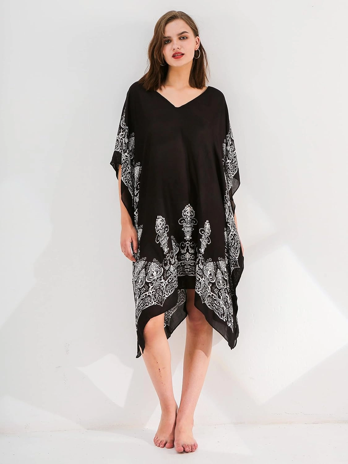 Moss Rose Women's Swimsuit Cover up Beach Kaftan for Bathing Suit with Floral Pattern