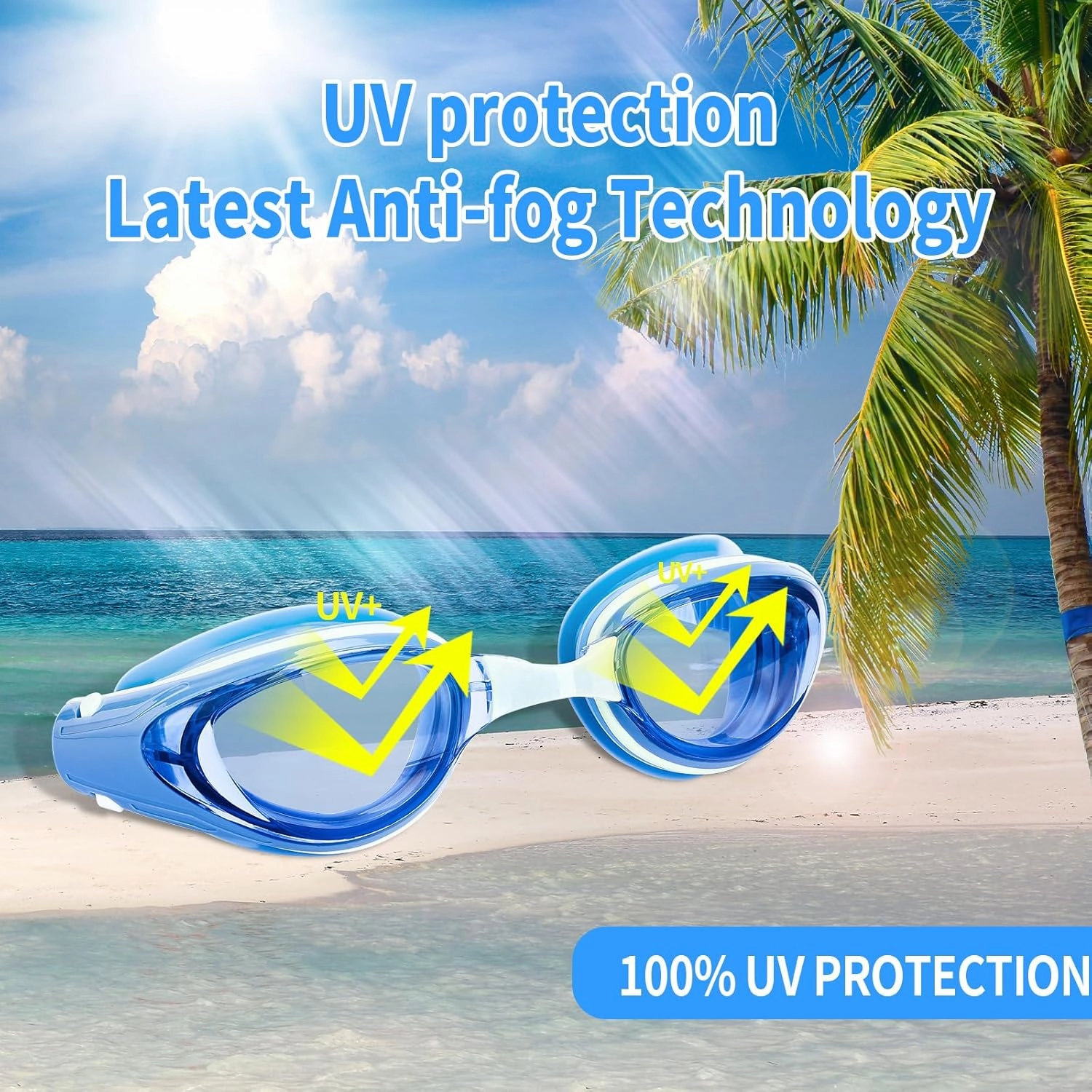 Nearsighted Swim Goggles, Anti-Fog, Dual Strap, Auto Buckle, Short Sighted Swimming Goggles for Men Women Adult Junior