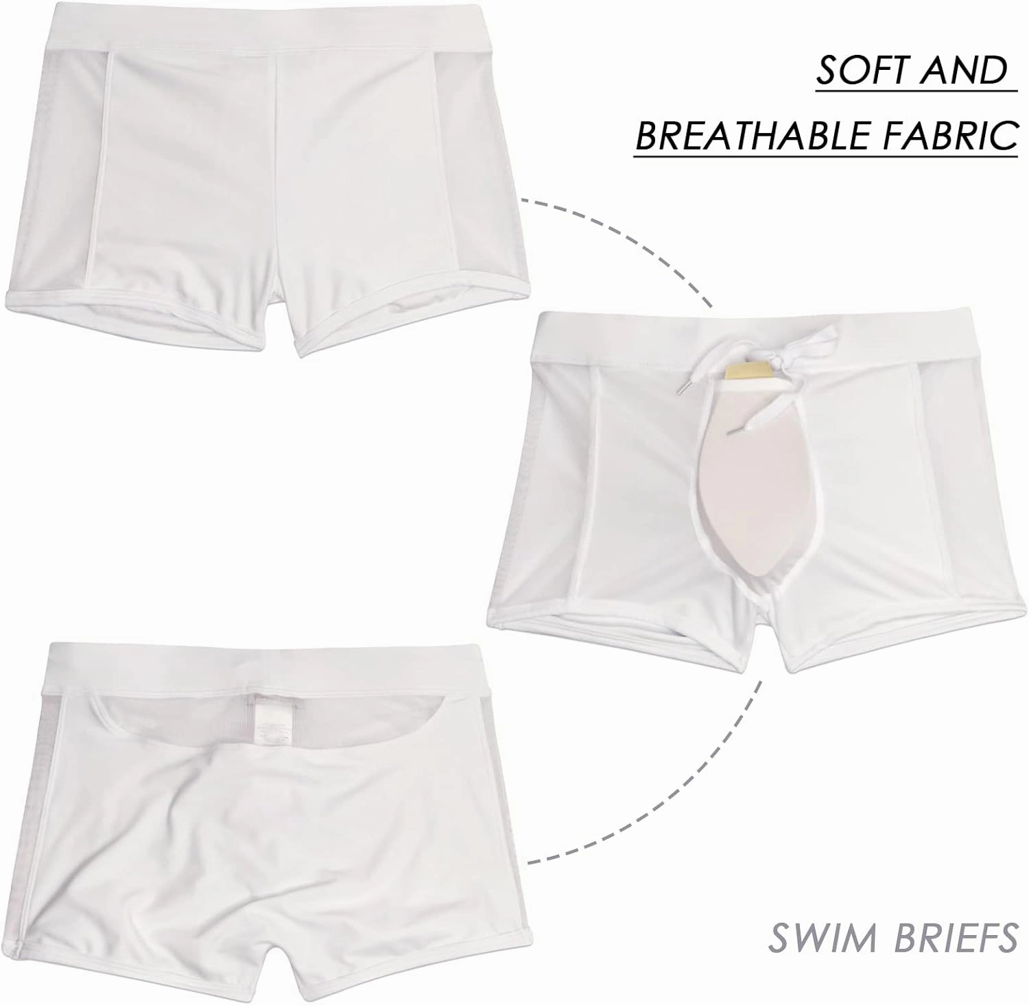 Panegy Mens Basic Classic Swim Briefs Padded Bikini Swimwear Triangle Swimsuit Bikini Bottoms Low Rise S-XXL