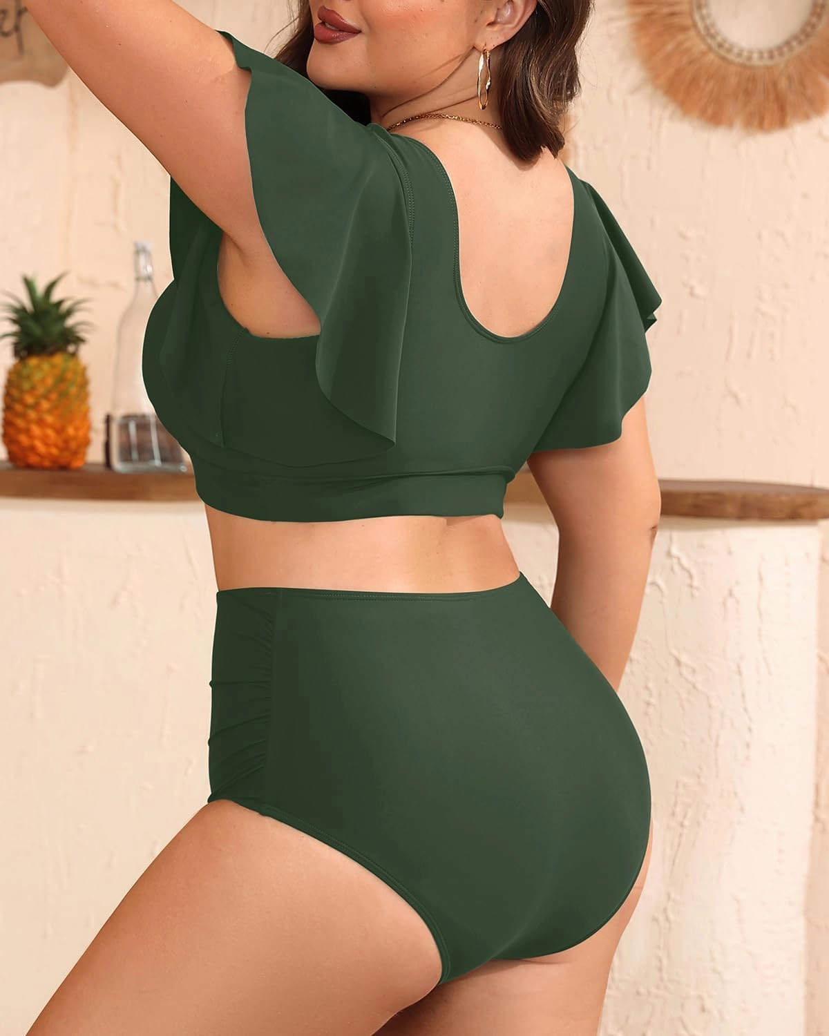 Plus Size Bikini Two Piece Swimsuit - Women High Waisted Tummy Control Bathing Suit with Sleeve Swimwear 2025
