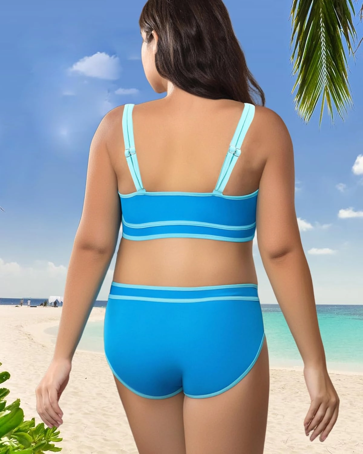 Plus Size Women's High Waist Bikini - Tummy Control Two Piece Bathing for Curvy Busty Black Sexy Swimsuits