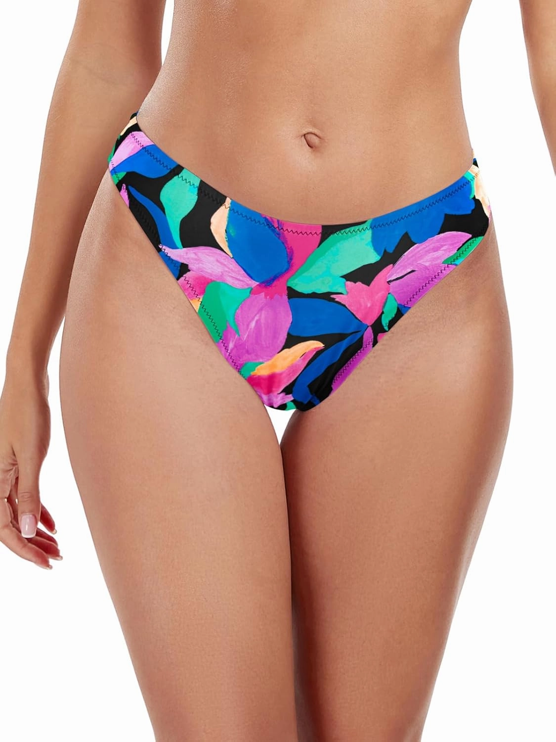 RELLECIGA Women's Mid Waisted High Cut Bikini Bottoms