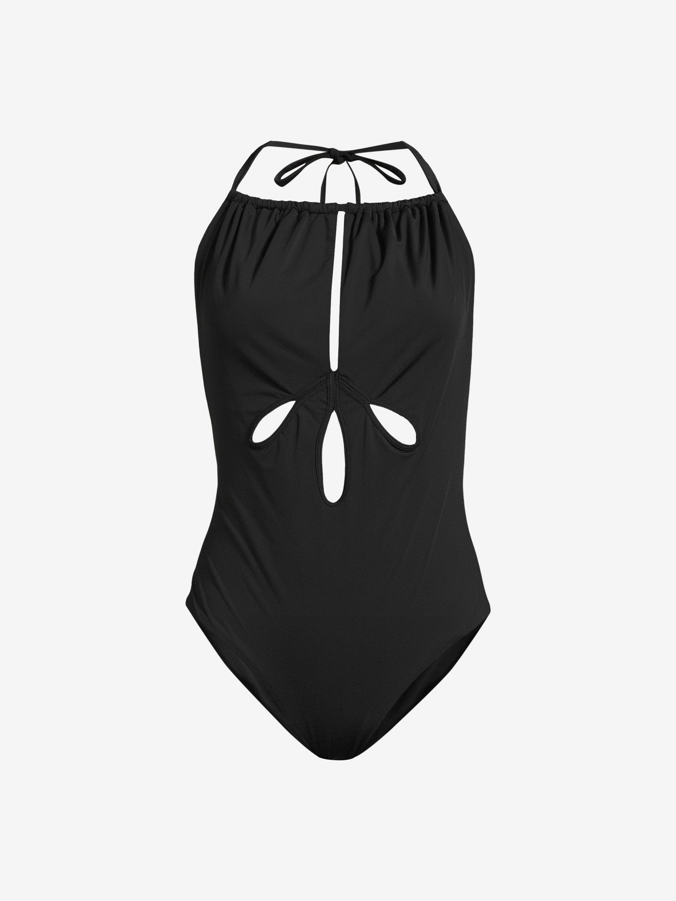 SELF-PORTRAIT Black Cut-Out Halterneck Swimsuit