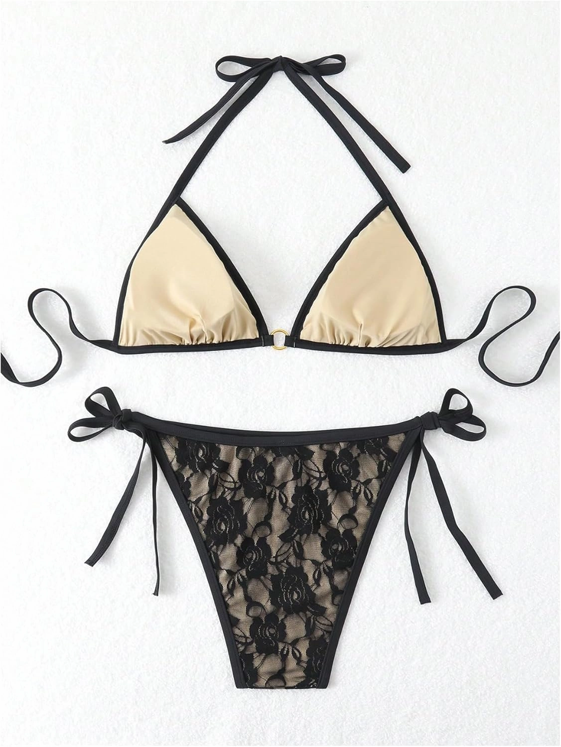 SHENHE Women's Plus Size Floral Lace Swimsuits 2 Piece Triangle Halter Tie String Bikini Set