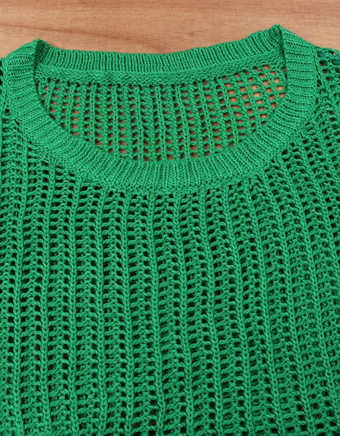 shermie Women's Short Sleeve Scoop Neck Hollow Out Crochet Top Plus Size Swimsuit Cover Up