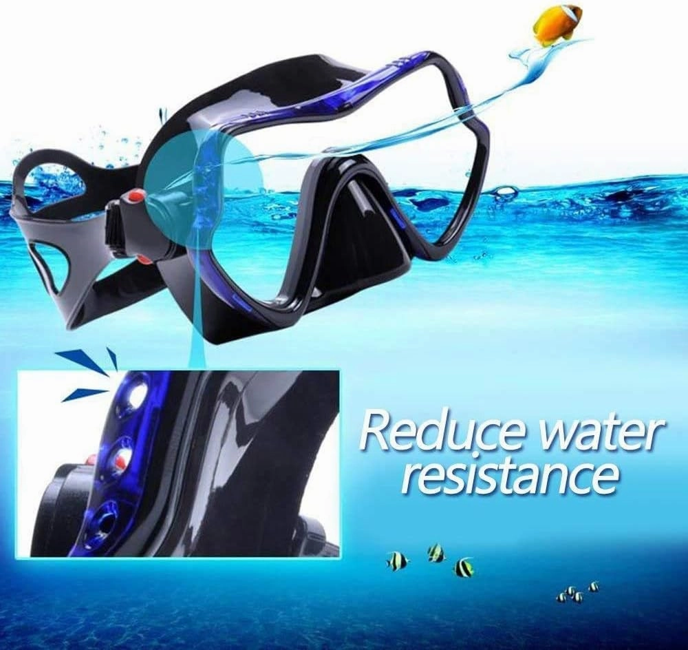 Snorkel Diving Mask, Professional Snorkeling Mask Gear, Ultra Clear Lens with Wide View Tempered Glass Goggles,Anti Leakage Scuba Mask, Silicone Swimming Goggles Mask for Adults, 3 Color