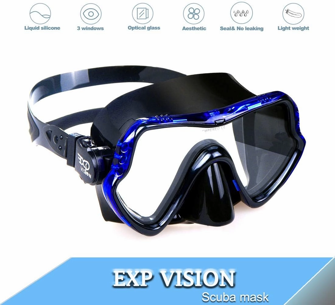 Snorkel Diving Mask, Professional Snorkeling Mask Gear, Ultra Clear Lens with Wide View Tempered Glass Goggles,Anti Leakage Scuba Mask, Silicone Swimming Goggles Mask for Adults, 3 Color