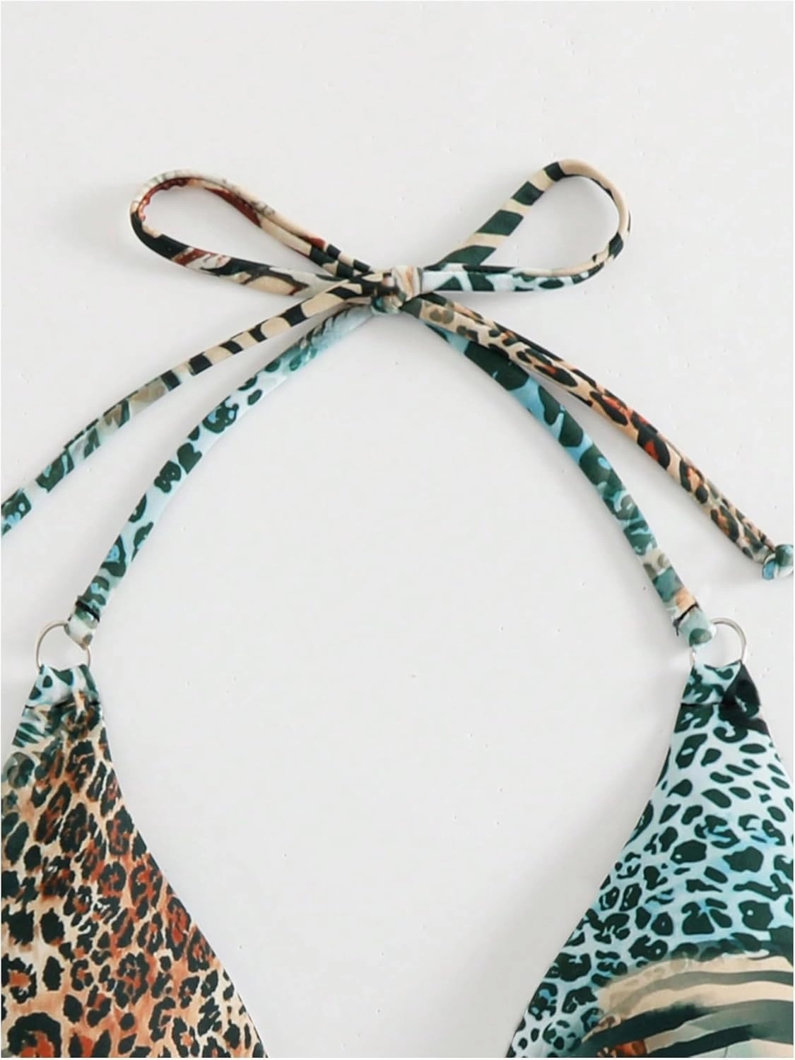 SOLY HUX Women's Triangle Bikini Top Summer Sexy Cheetah Leopard Print Halter Bathing Suit Swim Tops Only