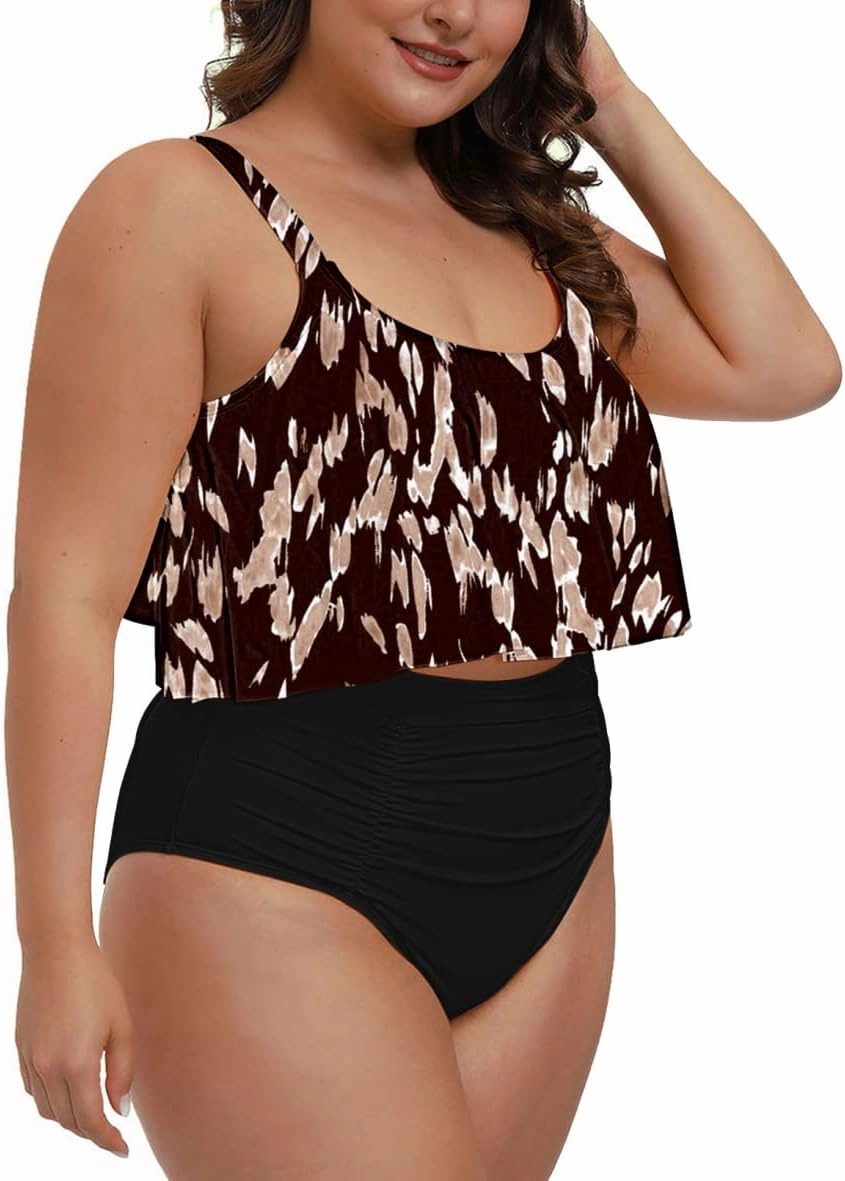 Sovoyontee Women's 2 Piece Plus Size High Waisted Swimsuit Bathing Suit